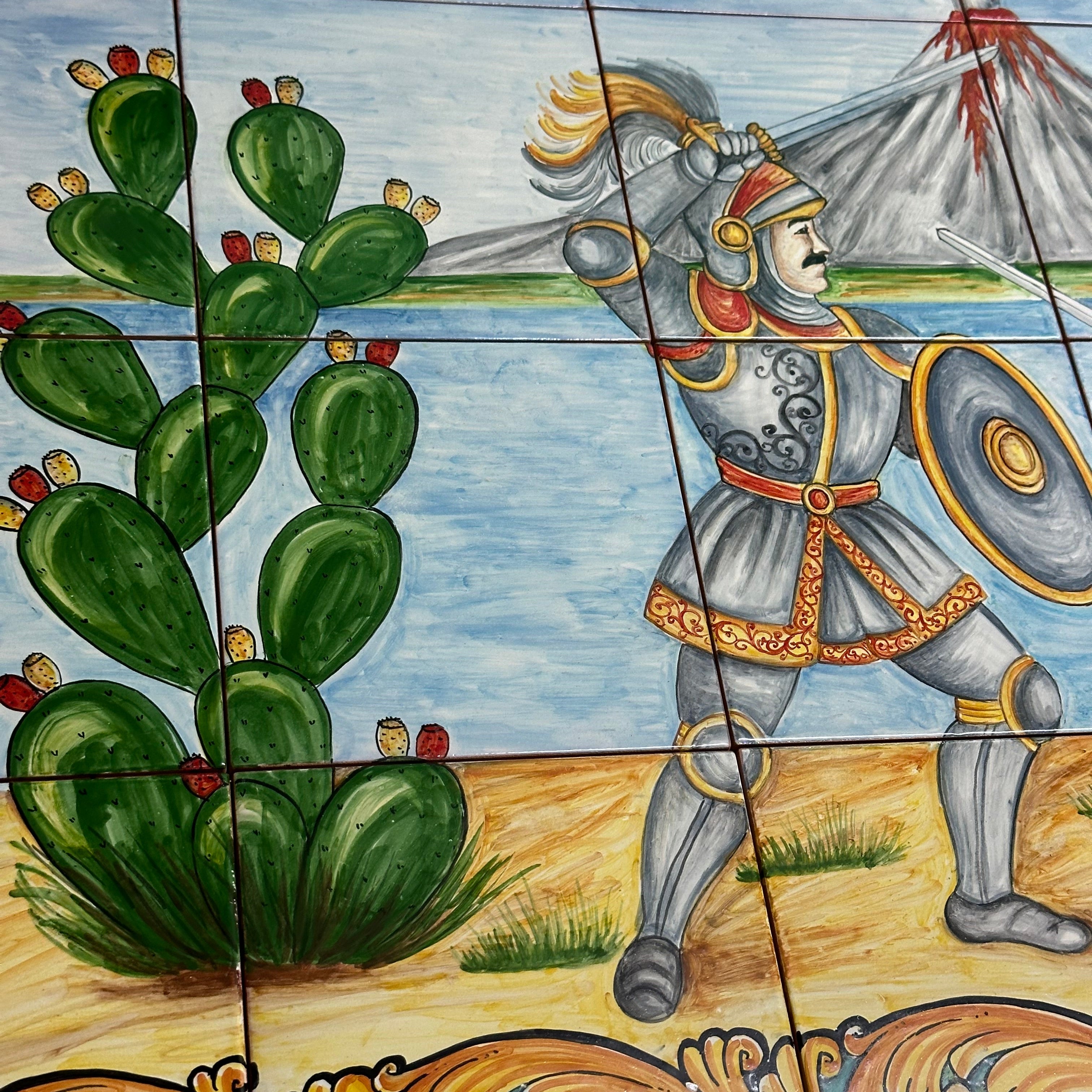 Mosaico Pannello Paladini Ceramica Caltagirone cm 120x80 Piastrelle decorate a mano - MAIOLICHE