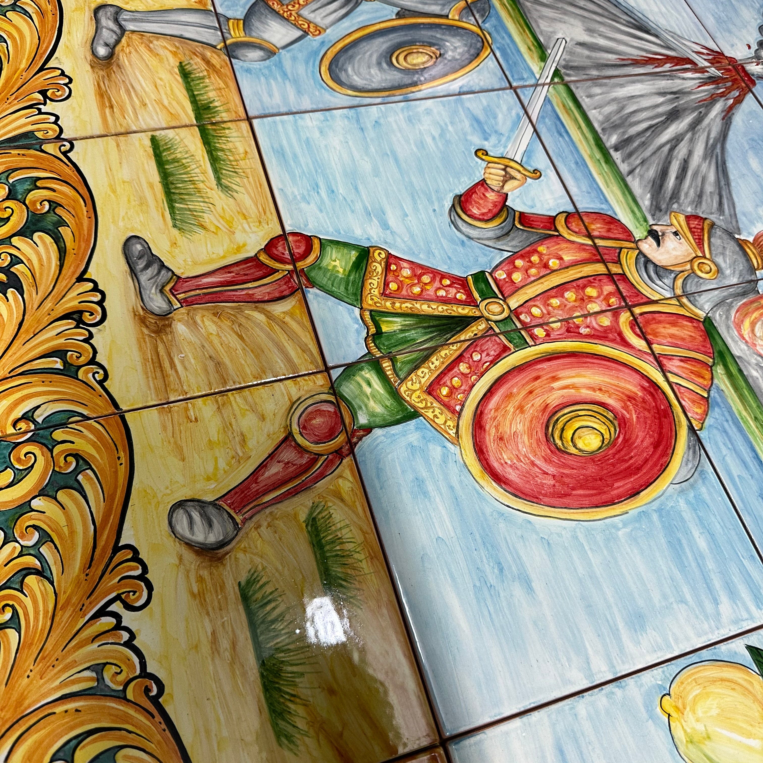 Mosaico Pannello Paladini Ceramica Caltagirone cm 120x80 Piastrelle decorate a mano - MAIOLICHE