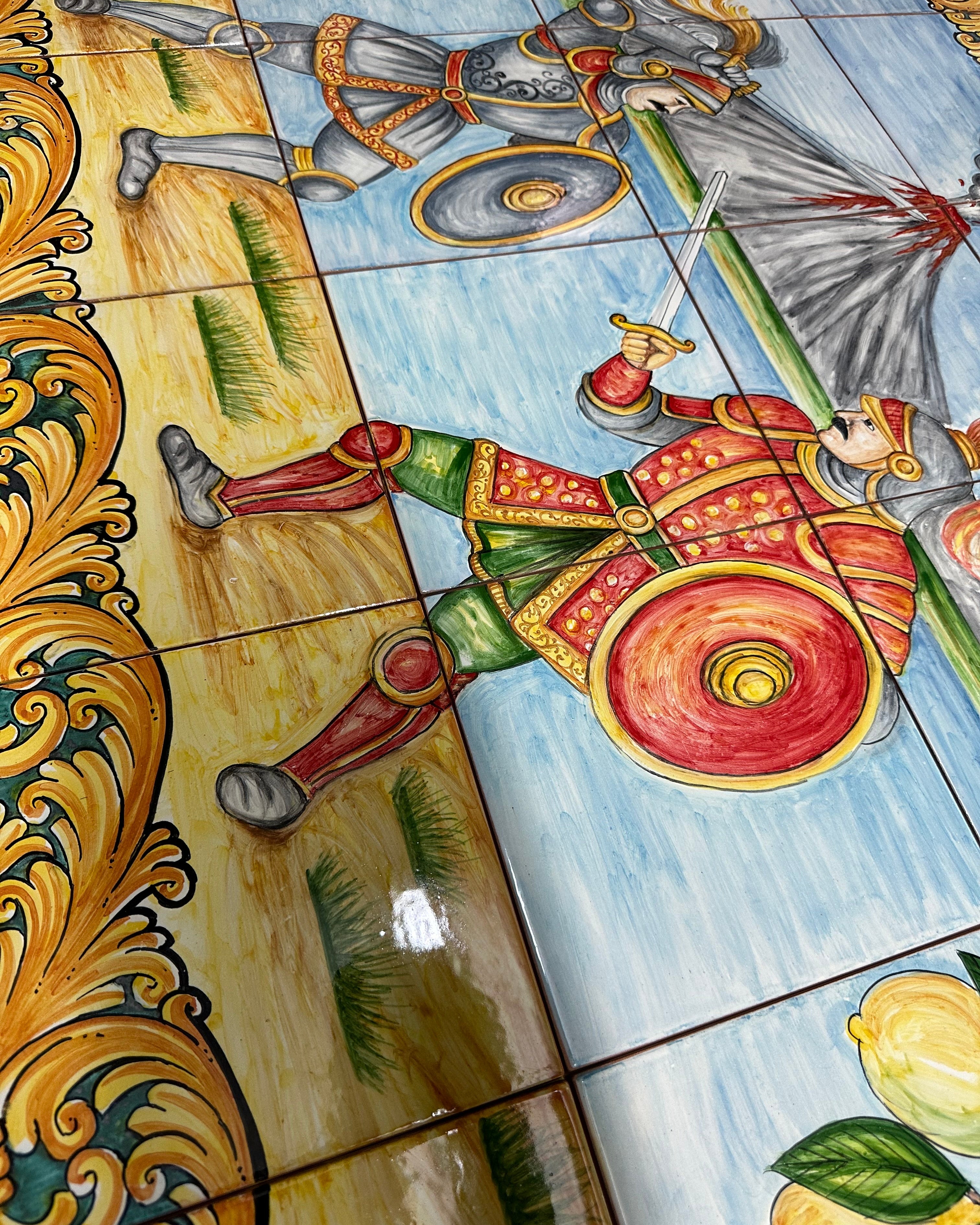 Mosaico Pannello Paladini Ceramica Caltagirone cm 120x80 Piastrelle decorate a mano - MAIOLICHE