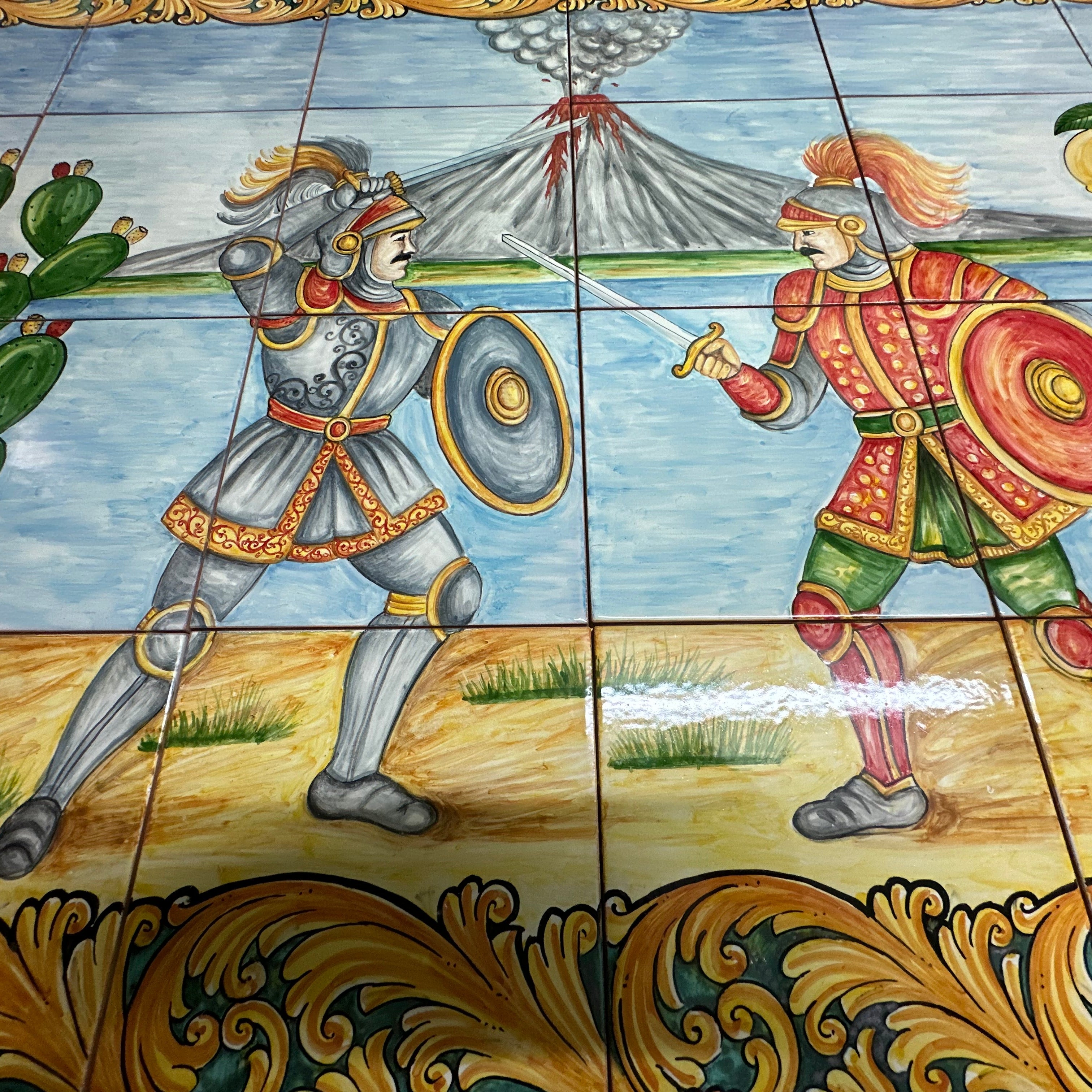 Mosaico Pannello Paladini Ceramica Caltagirone cm 120x80 Piastrelle decorate a mano - MAIOLICHE