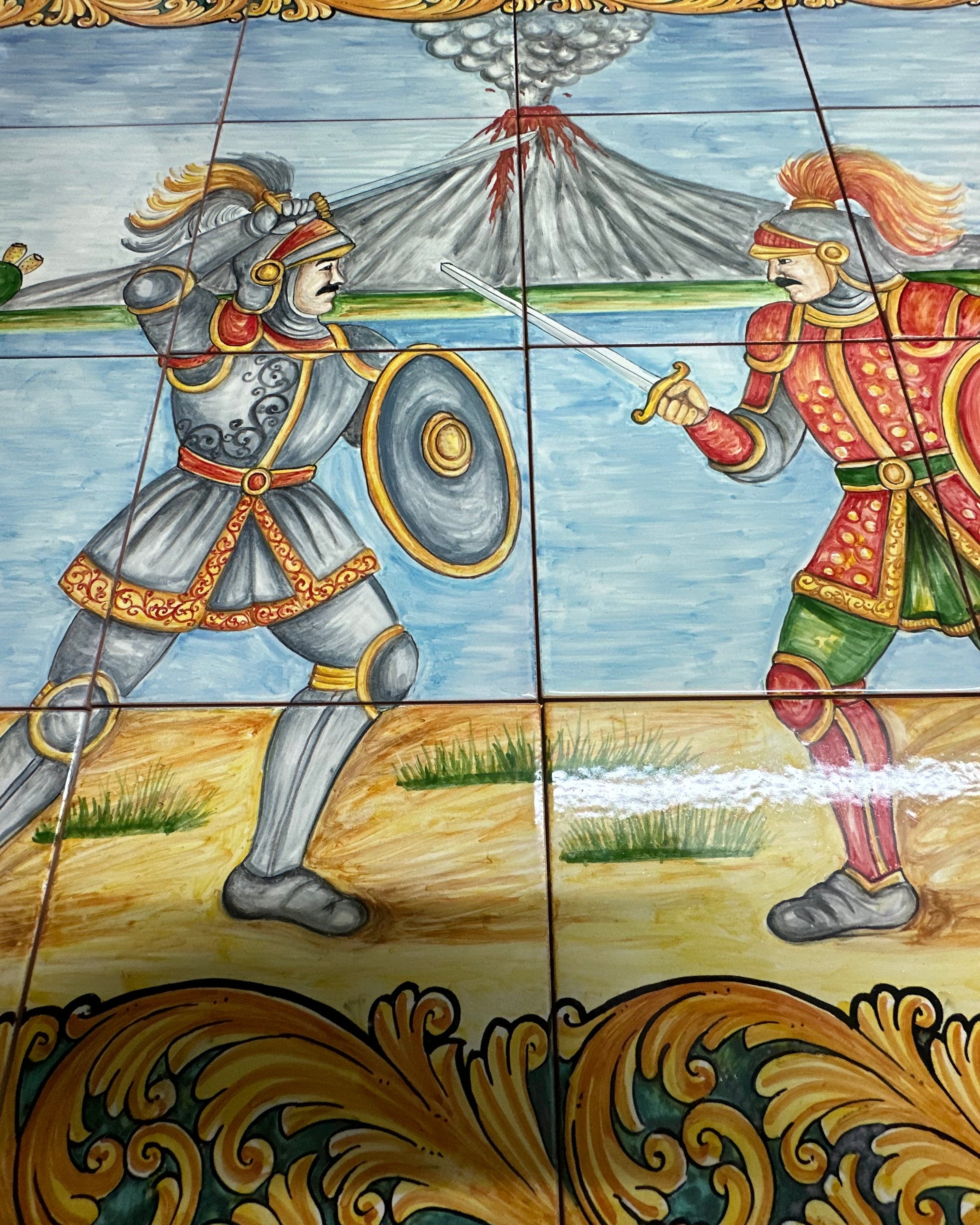 Mosaico Pannello Paladini Ceramica Caltagirone cm 120x80 Piastrelle decorate a mano - MAIOLICHE