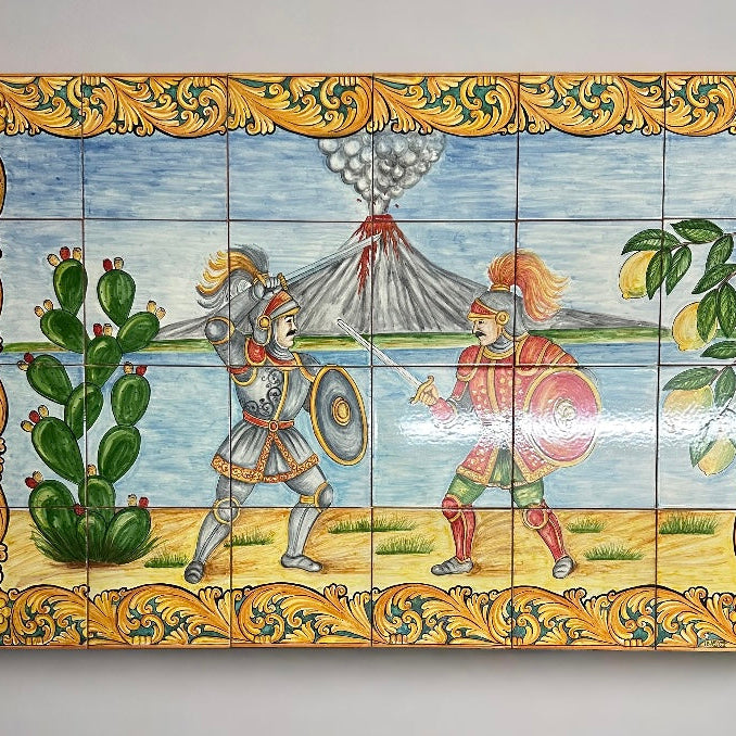 Mosaico Pannello Paladini Ceramica Caltagirone cm 120x80 Piastrelle decorate a mano - MAIOLICHE