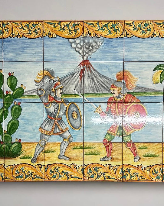 Mosaico Pannello Paladini Ceramica Caltagirone cm 120x80 Piastrelle decorate a mano - MAIOLICHE