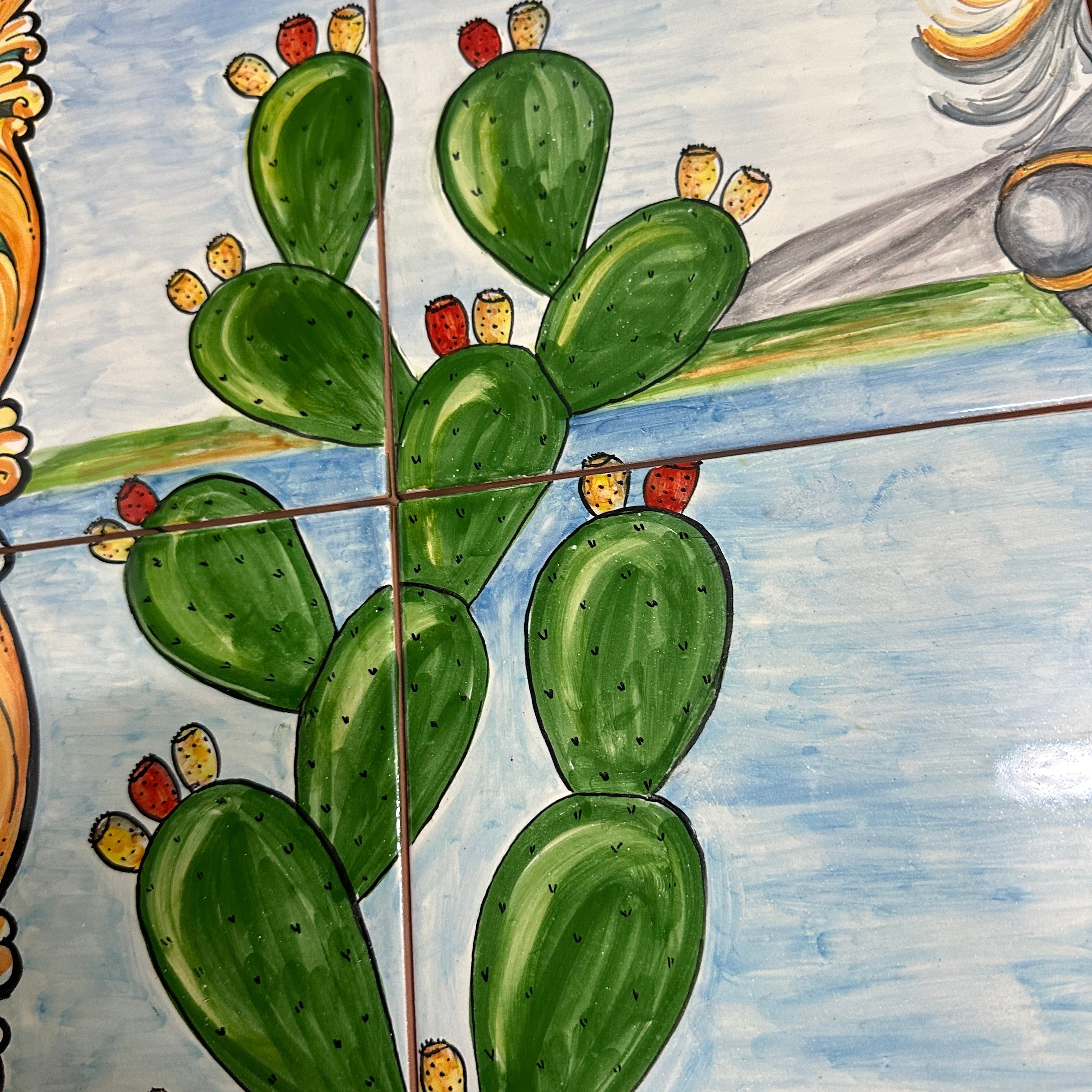 Mosaico Pannello Paladini Ceramica Caltagirone cm 120x80 Piastrelle decorate a mano - MAIOLICHE