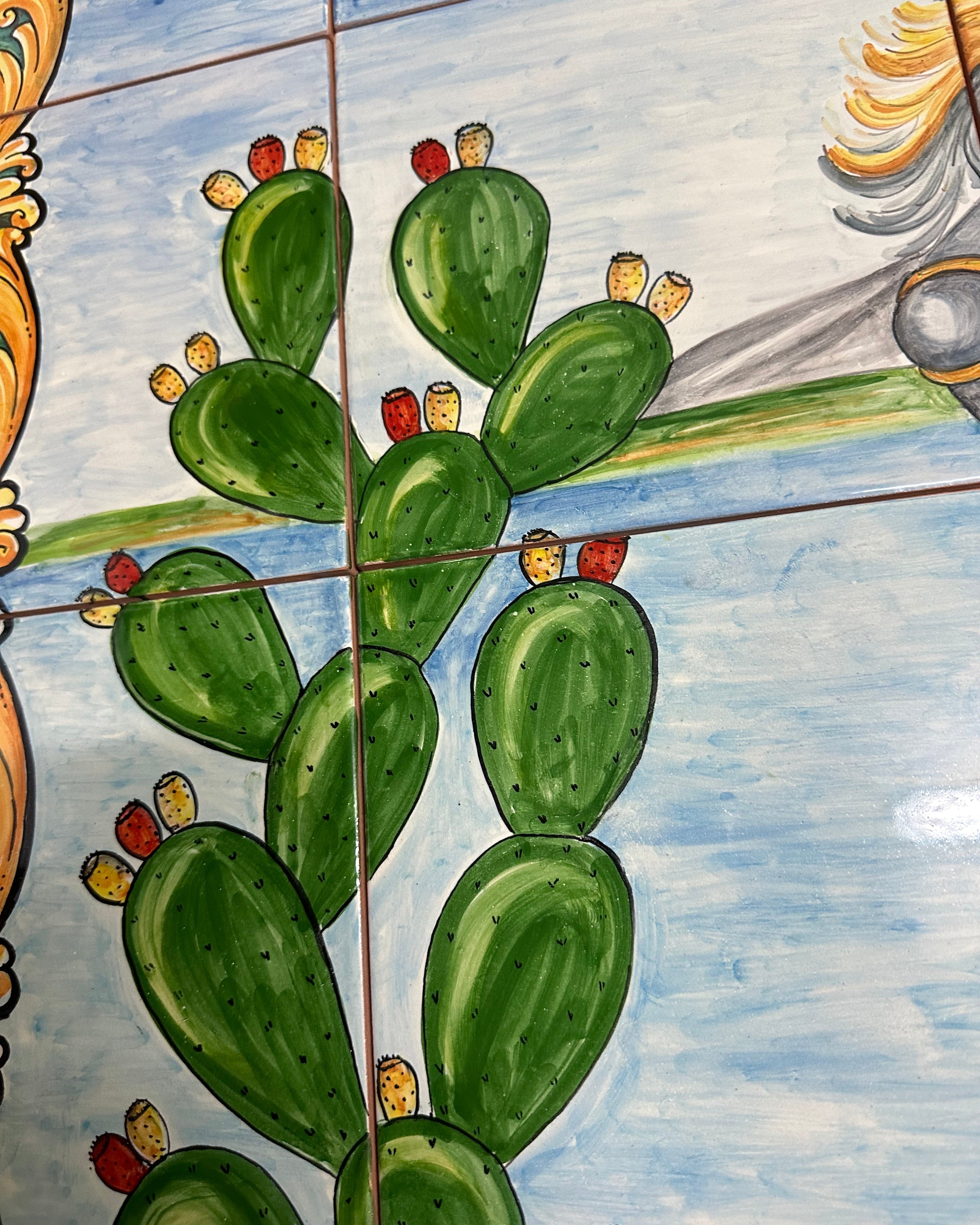 Mosaico Pannello Paladini Ceramica Caltagirone cm 120x80 Piastrelle decorate a mano - MAIOLICHE