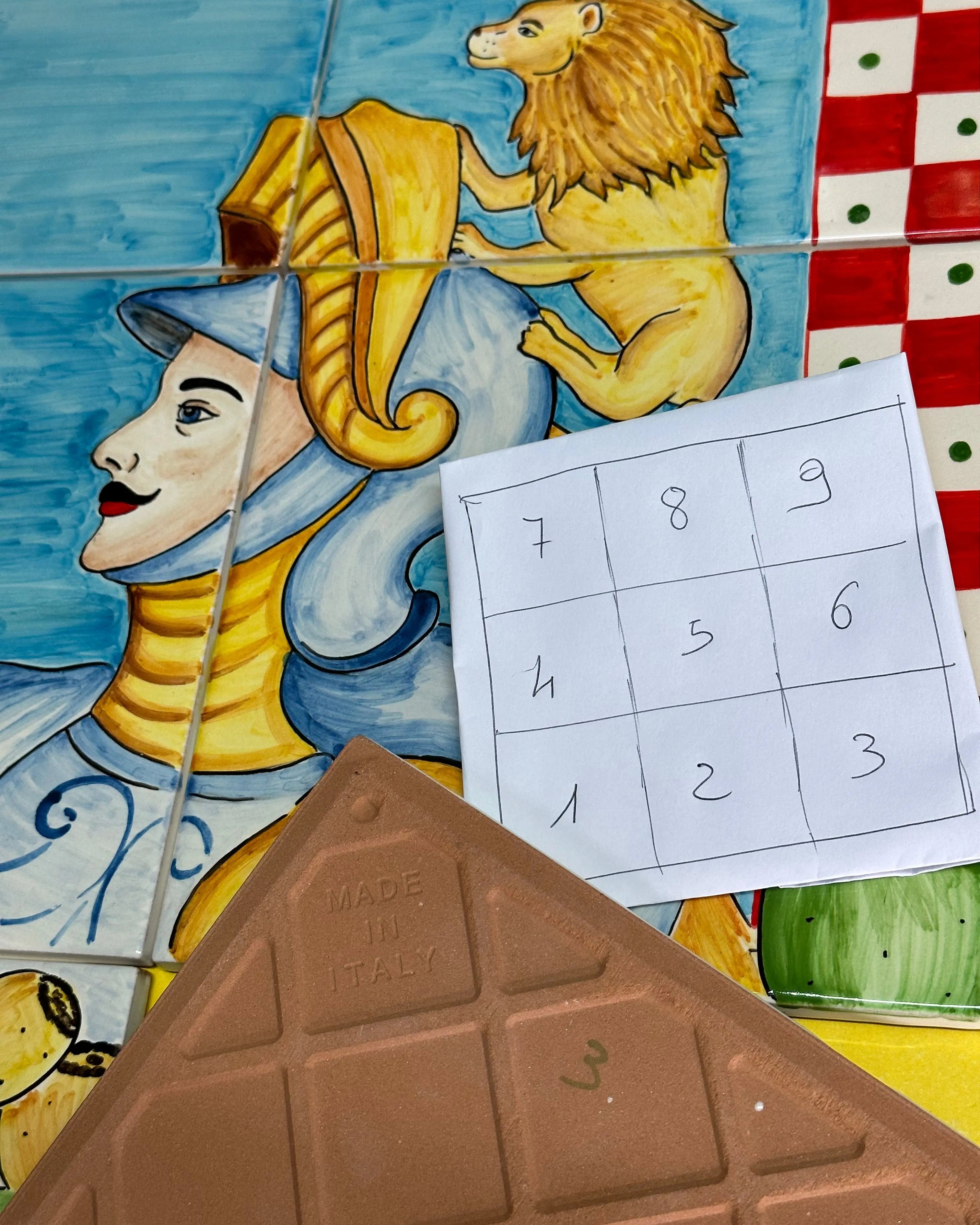 Mosaico Pannello Paladino Ceramica Caltagirone cm 60x60 Mattonelle decorate a mano DD CERAMICHE SICILIANE