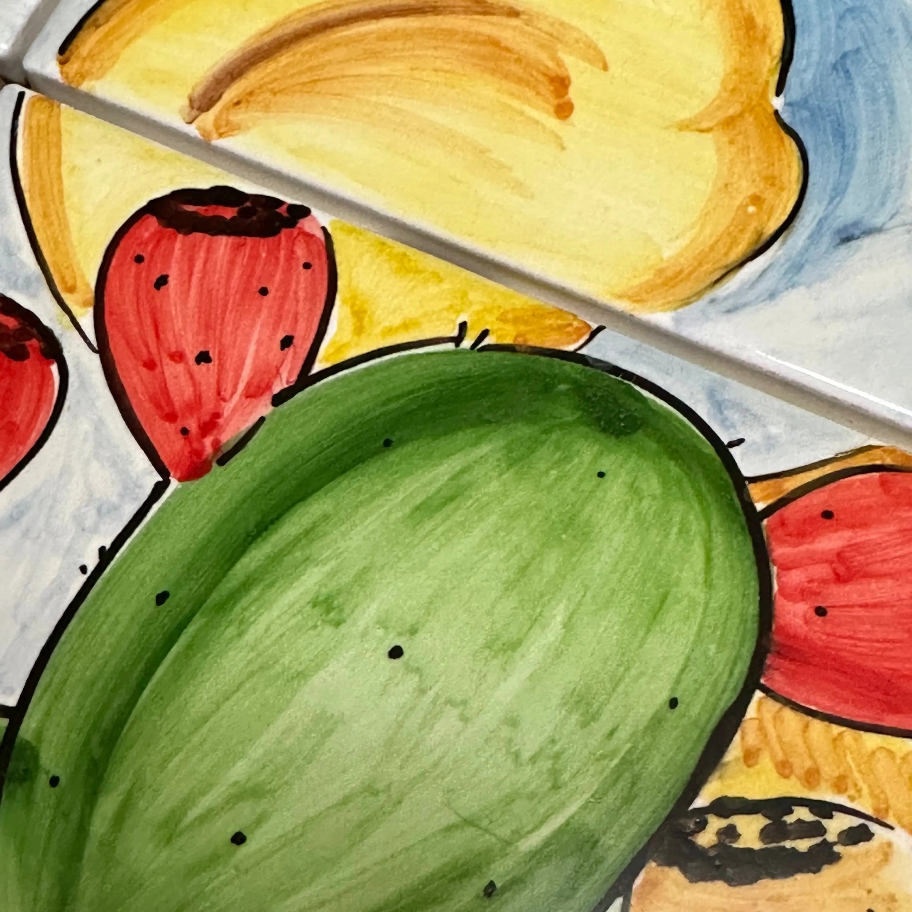 Mosaico Pannello Paladino Ceramica Caltagirone cm 60x60 Mattonelle decorate a mano DD CERAMICHE SICILIANE