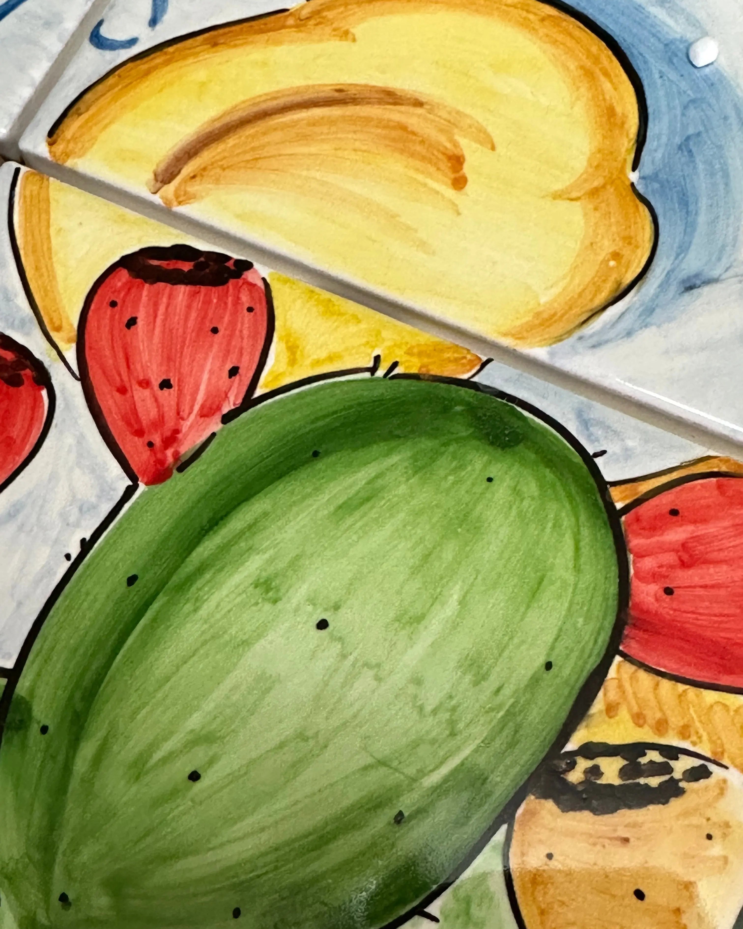 Mosaico Pannello Paladino Ceramica Caltagirone cm 60x60 Mattonelle decorate a mano DD CERAMICHE SICILIANE