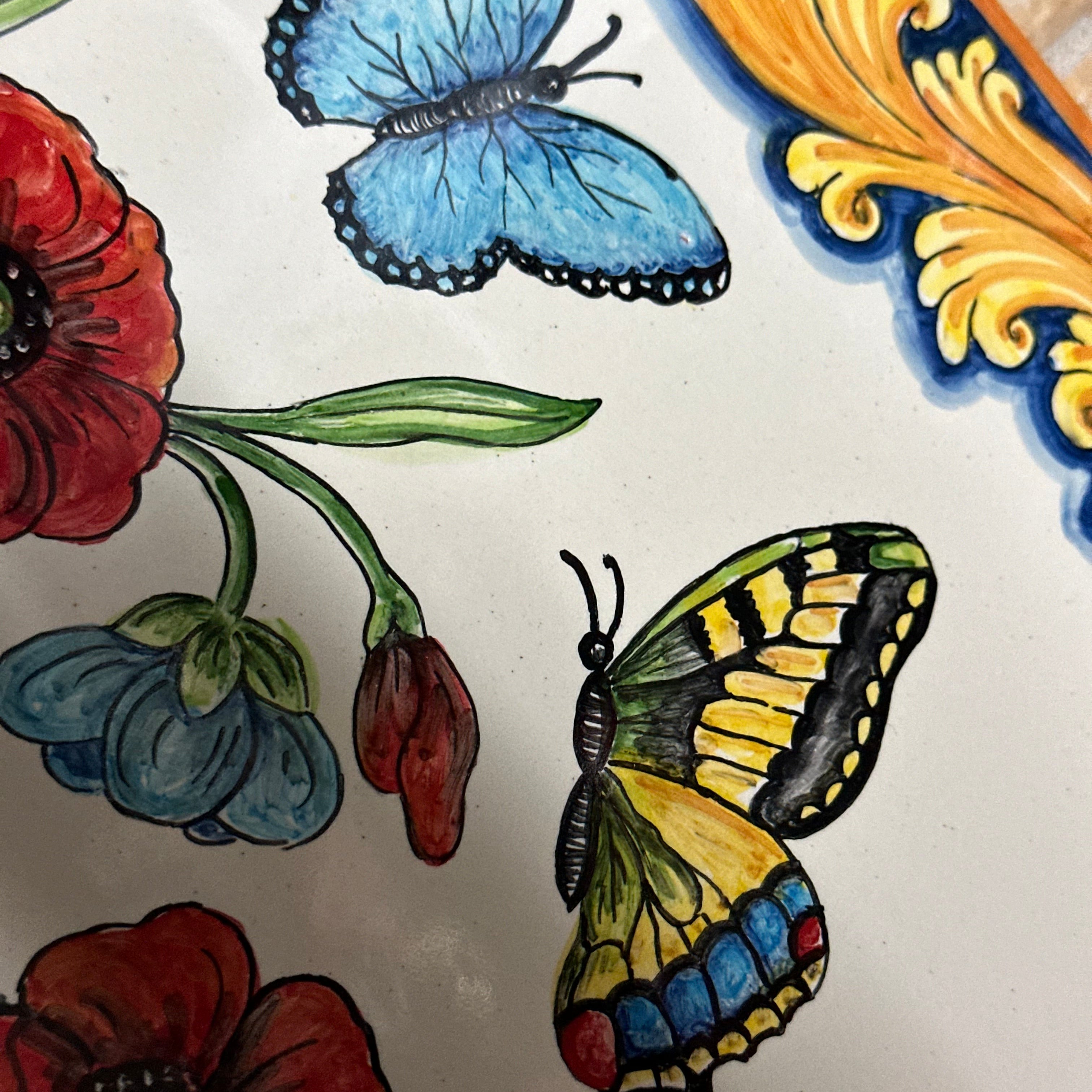 Mosaico Pannello Vaso di Fiori Ceramica Caltagirone cm 60x60 Piastrelle decorate a mano - MAIOLICHE