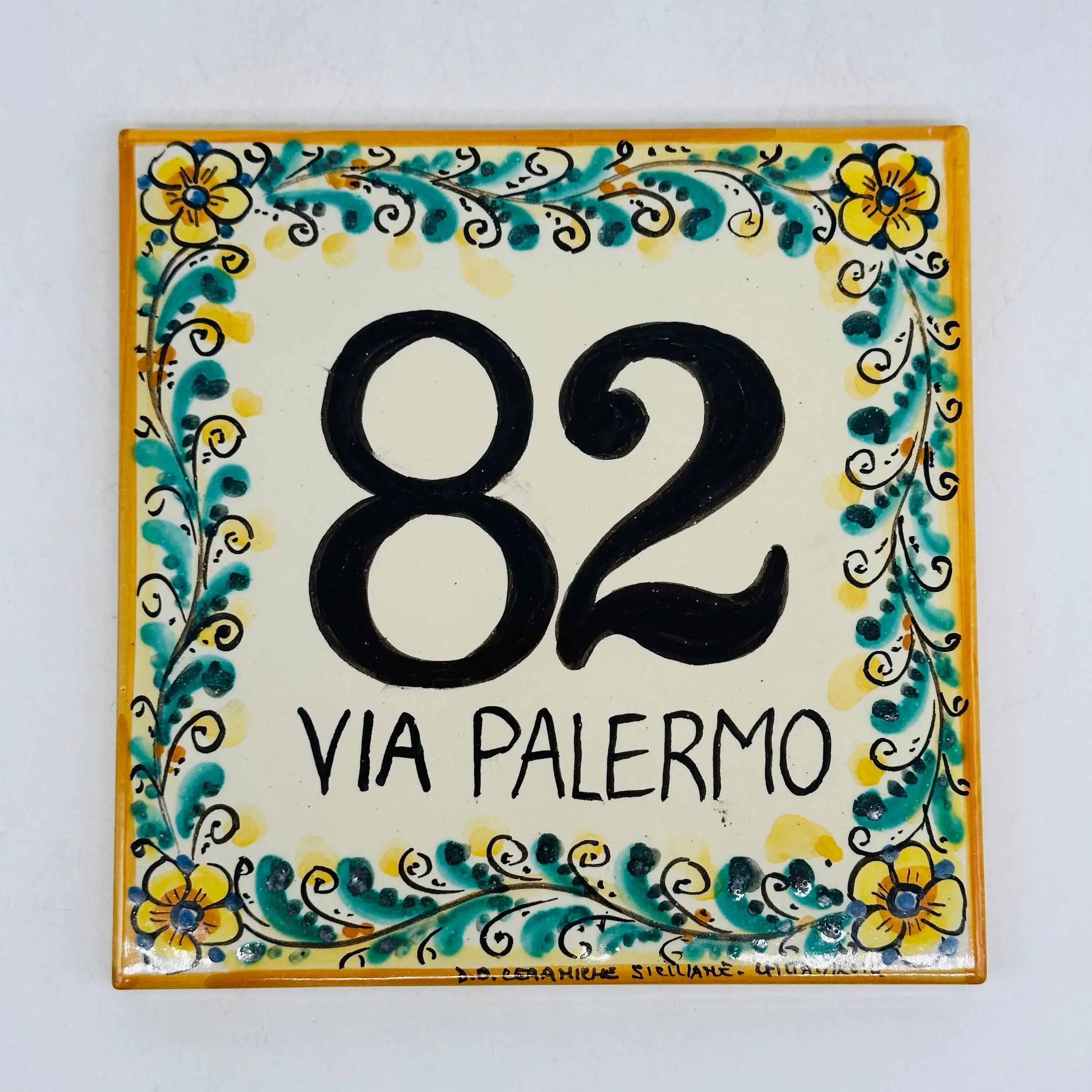 Numero Civico Mattonella cm 15x15 Ceramica Artigianale Caltagirone DD CERAMICHE SICILIANE