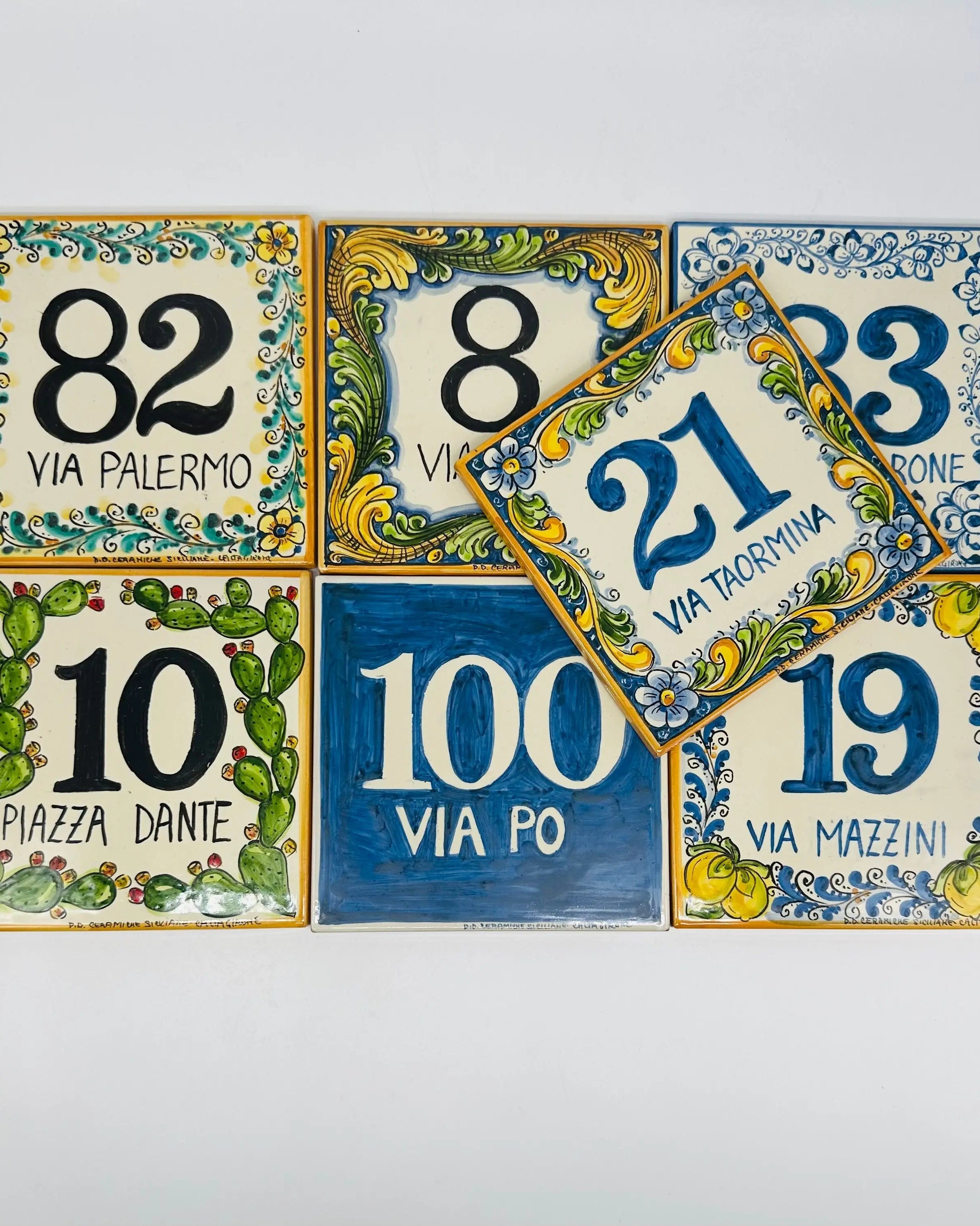 Numero Civico Mattonella cm 15x15 Ceramica Artigianale Caltagirone DD CERAMICHE SICILIANE
