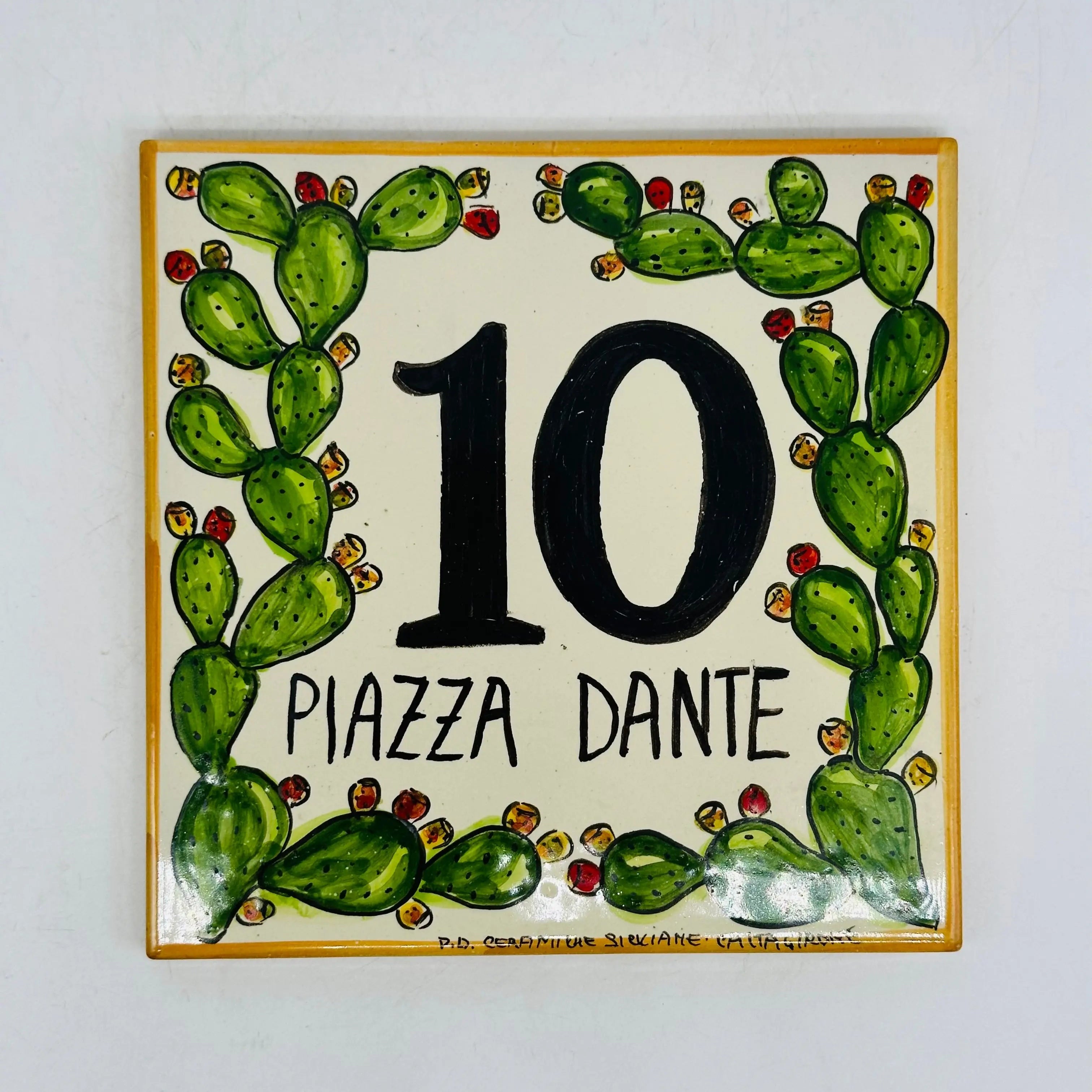 Numero Civico Mattonella cm 15x15 Ceramica Artigianale Caltagirone DD CERAMICHE SICILIANE