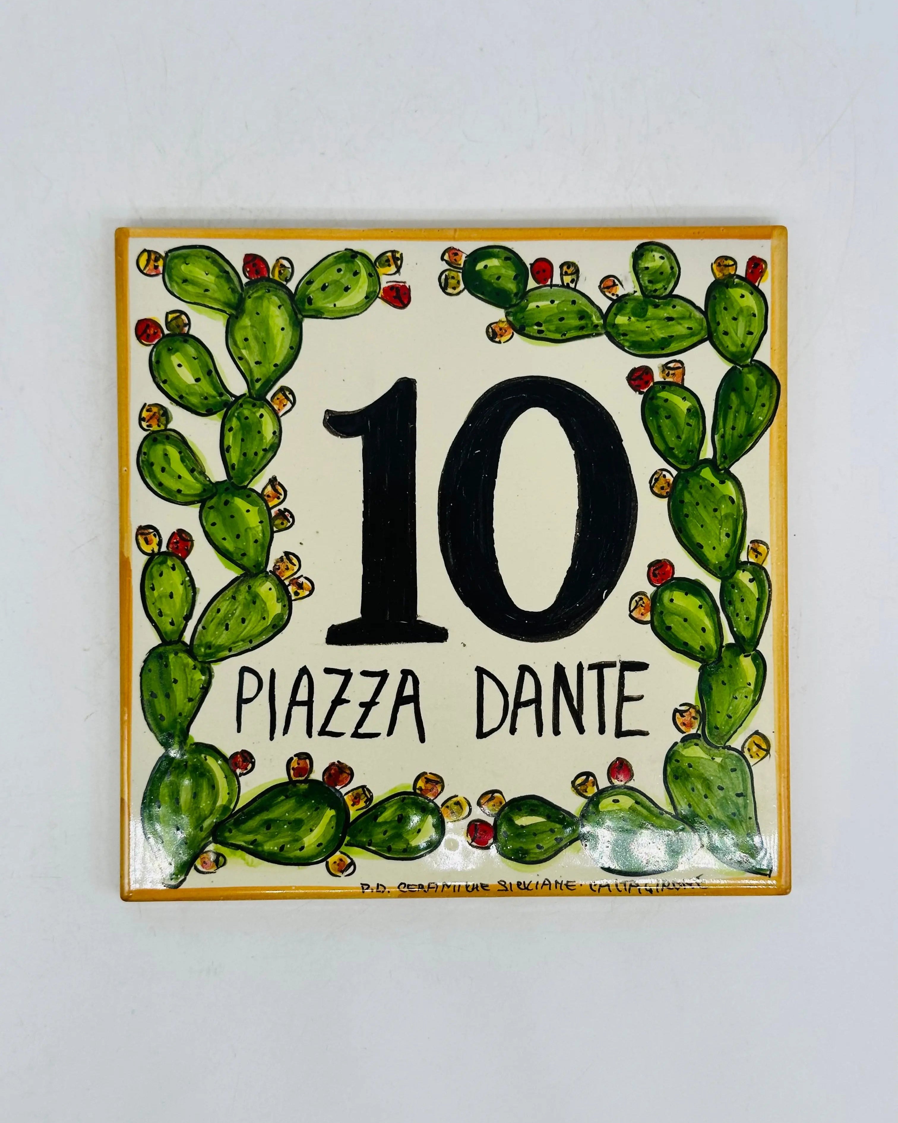 Numero Civico Mattonella cm 15x15 Ceramica Artigianale Caltagirone DD CERAMICHE SICILIANE