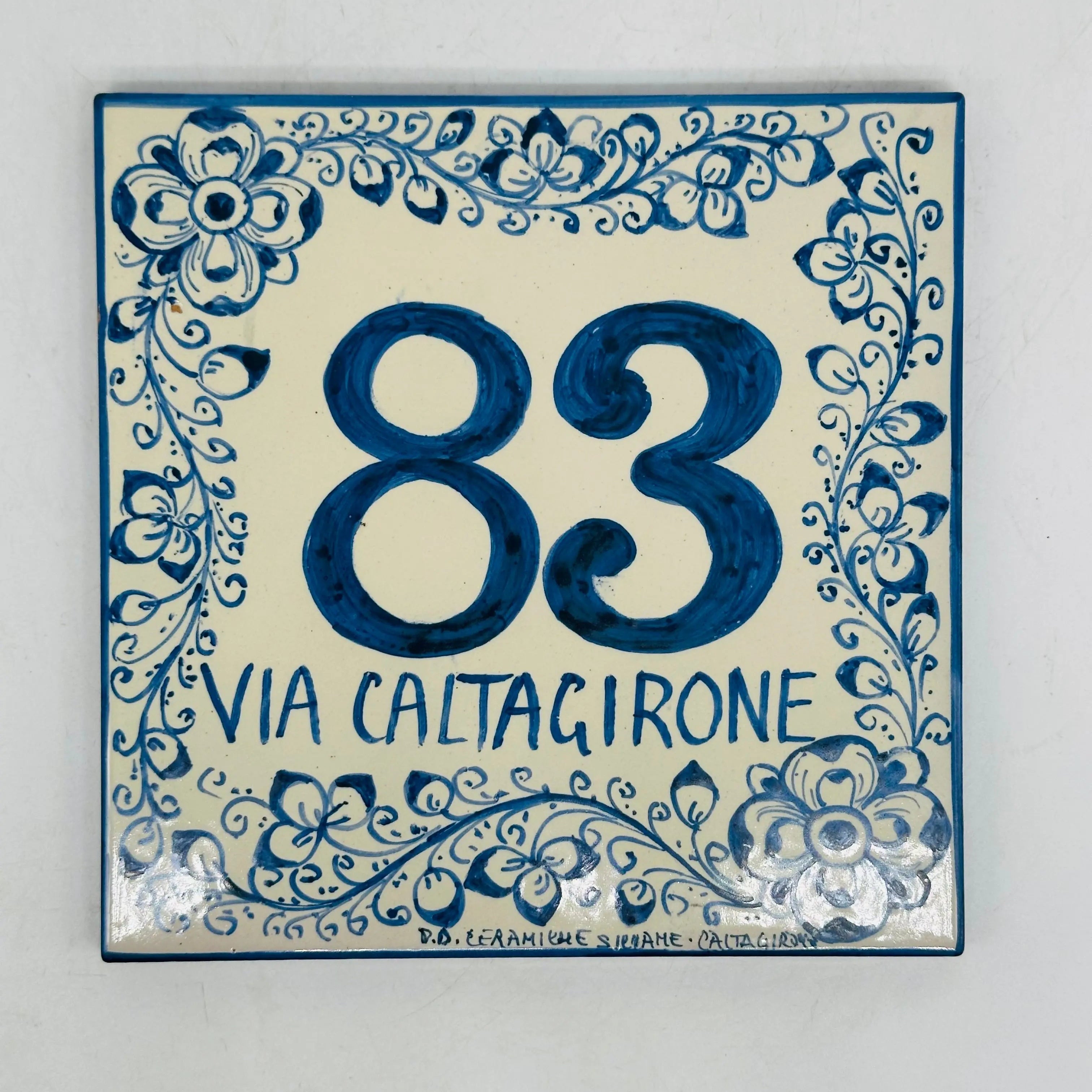 Numero Civico Mattonella cm 15x15 Ceramica Artigianale Caltagirone DD CERAMICHE SICILIANE