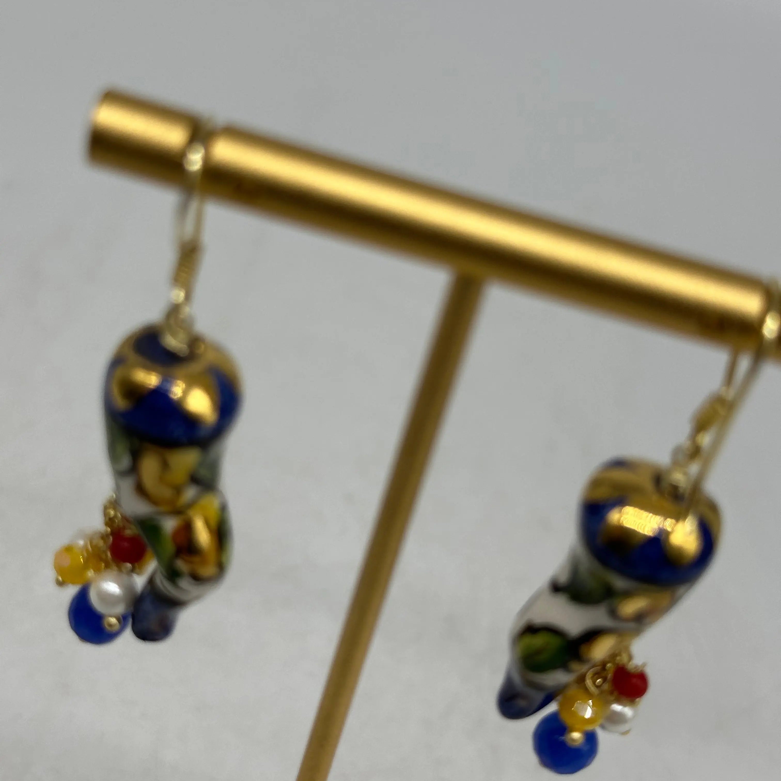 Orecchini Artigianali Corno Portafortuna in Ceramica di Caltagirone V.2 DD CERAMICHE SICILIANE