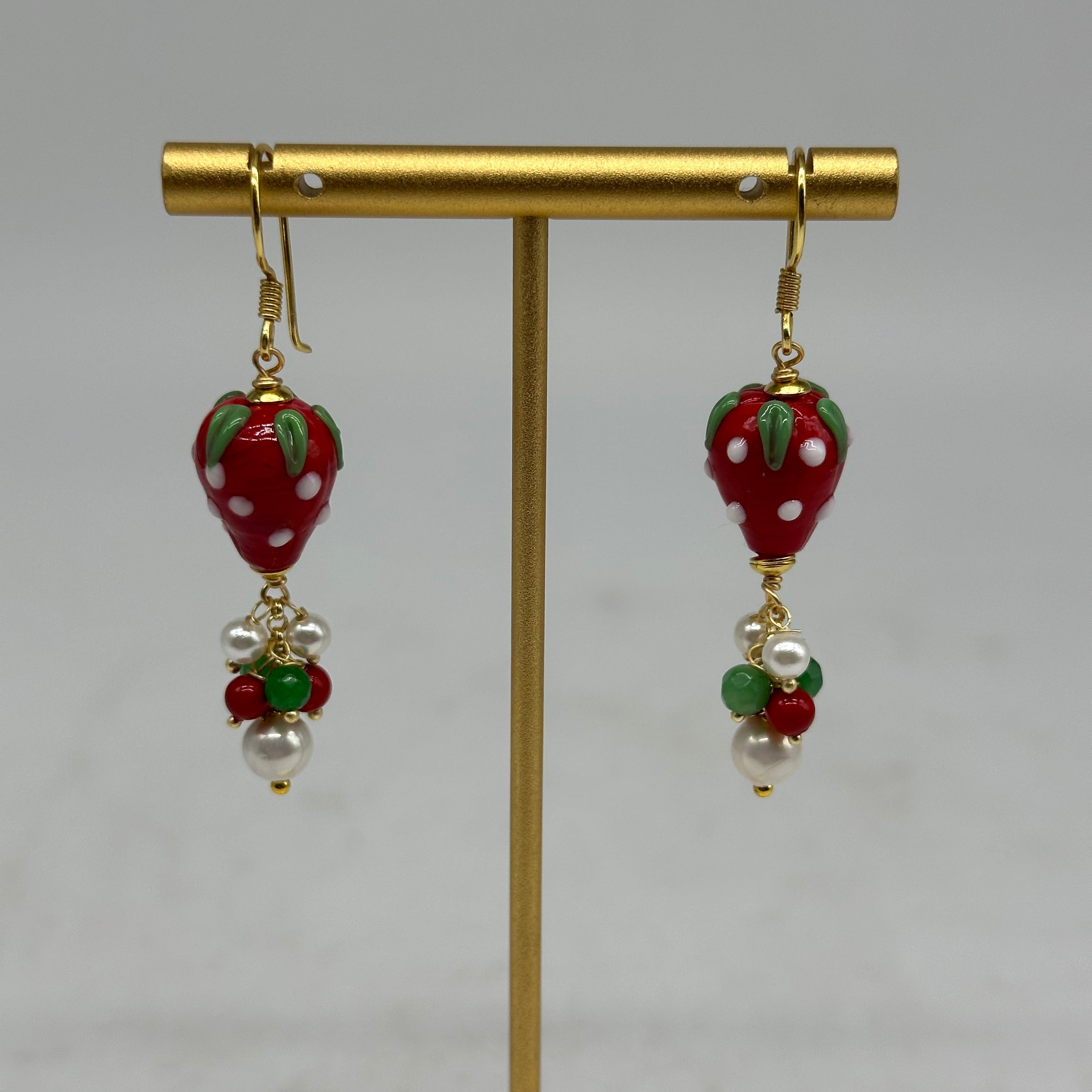 Orecchini Artigianali Fragoline Ceramica di Caltagirone pietre varie - ORECCHINI