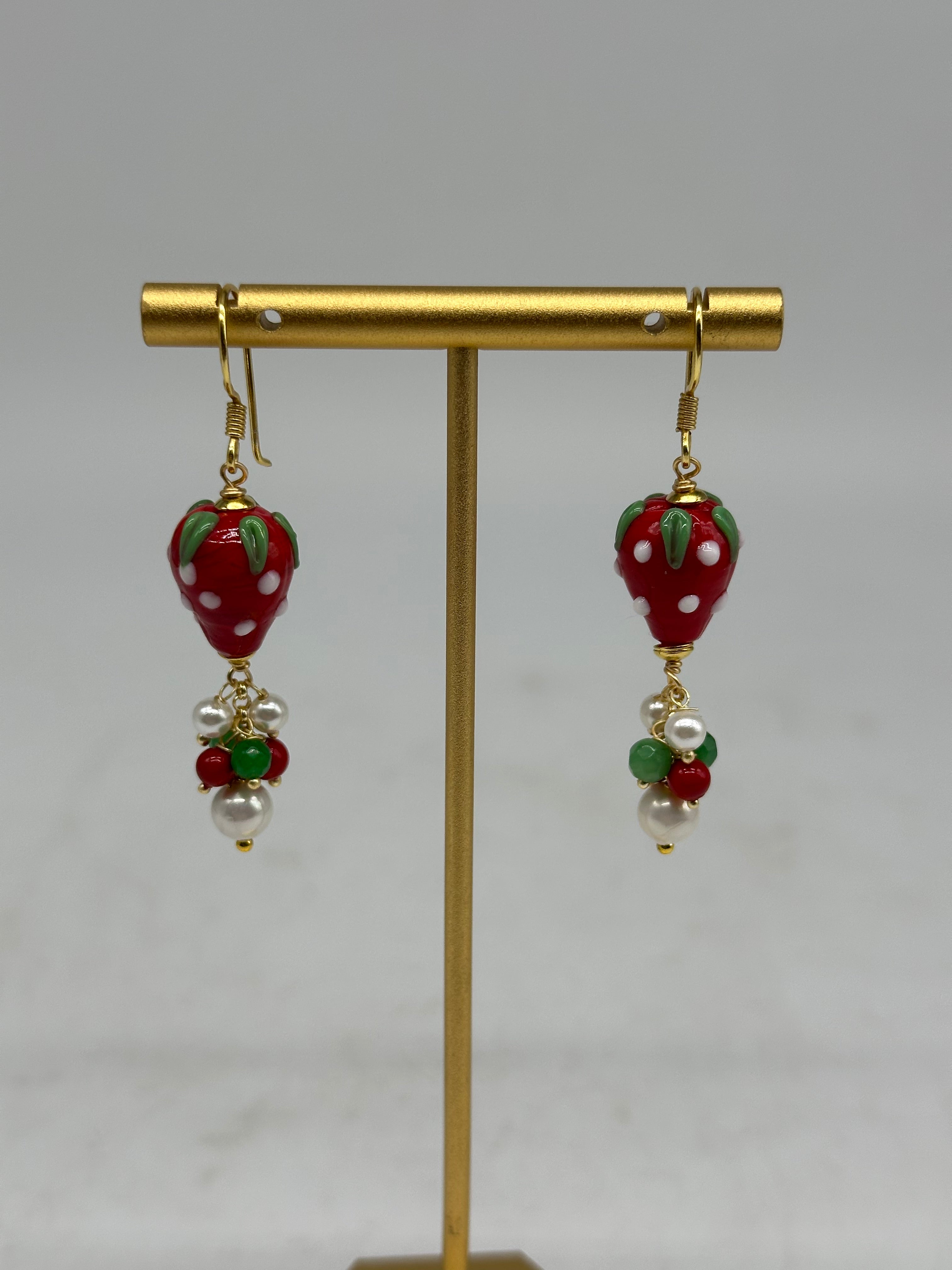 Orecchini Artigianali Fragoline Ceramica di Caltagirone pietre varie - ORECCHINI