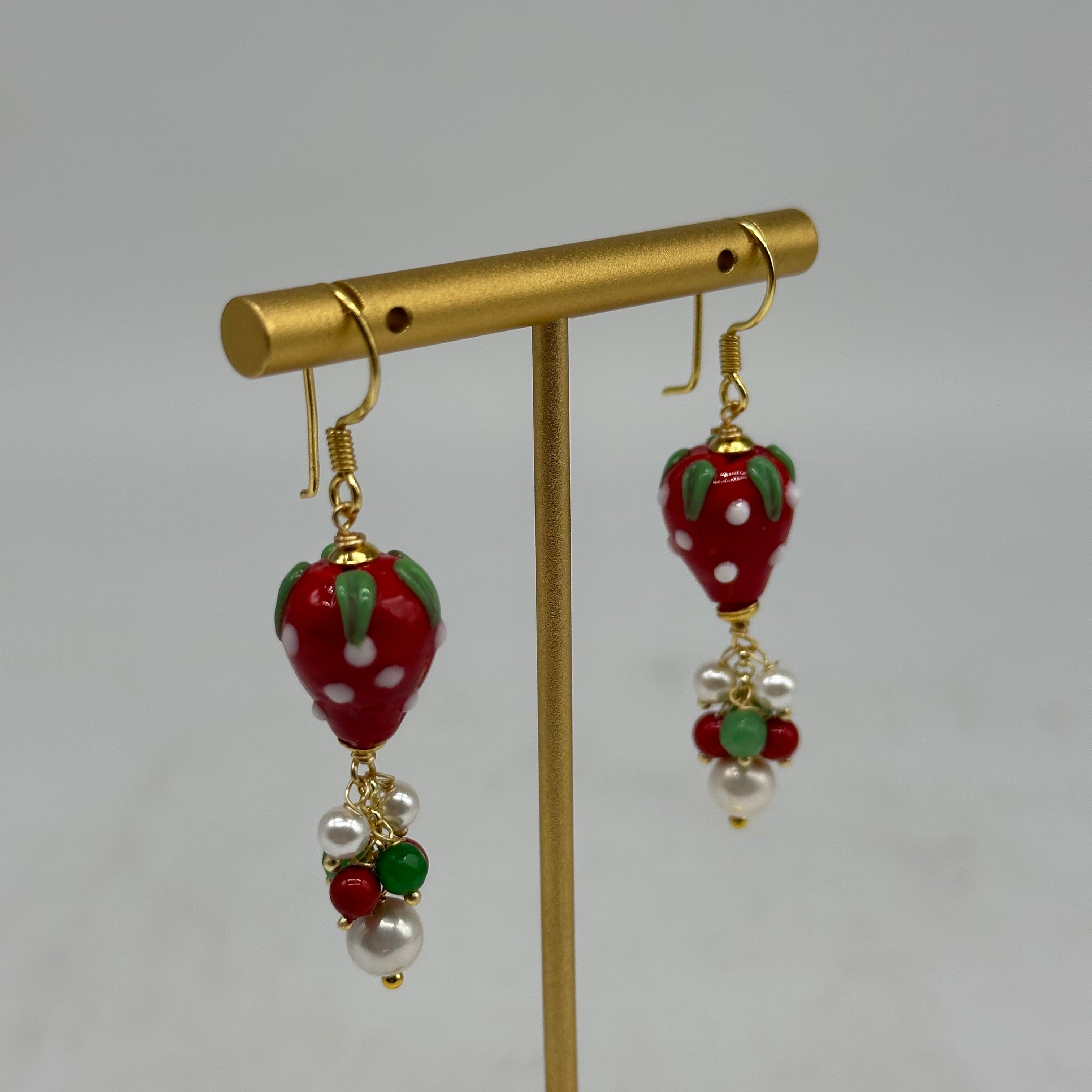 Orecchini Artigianali Fragoline Ceramica di Caltagirone pietre varie - ORECCHINI