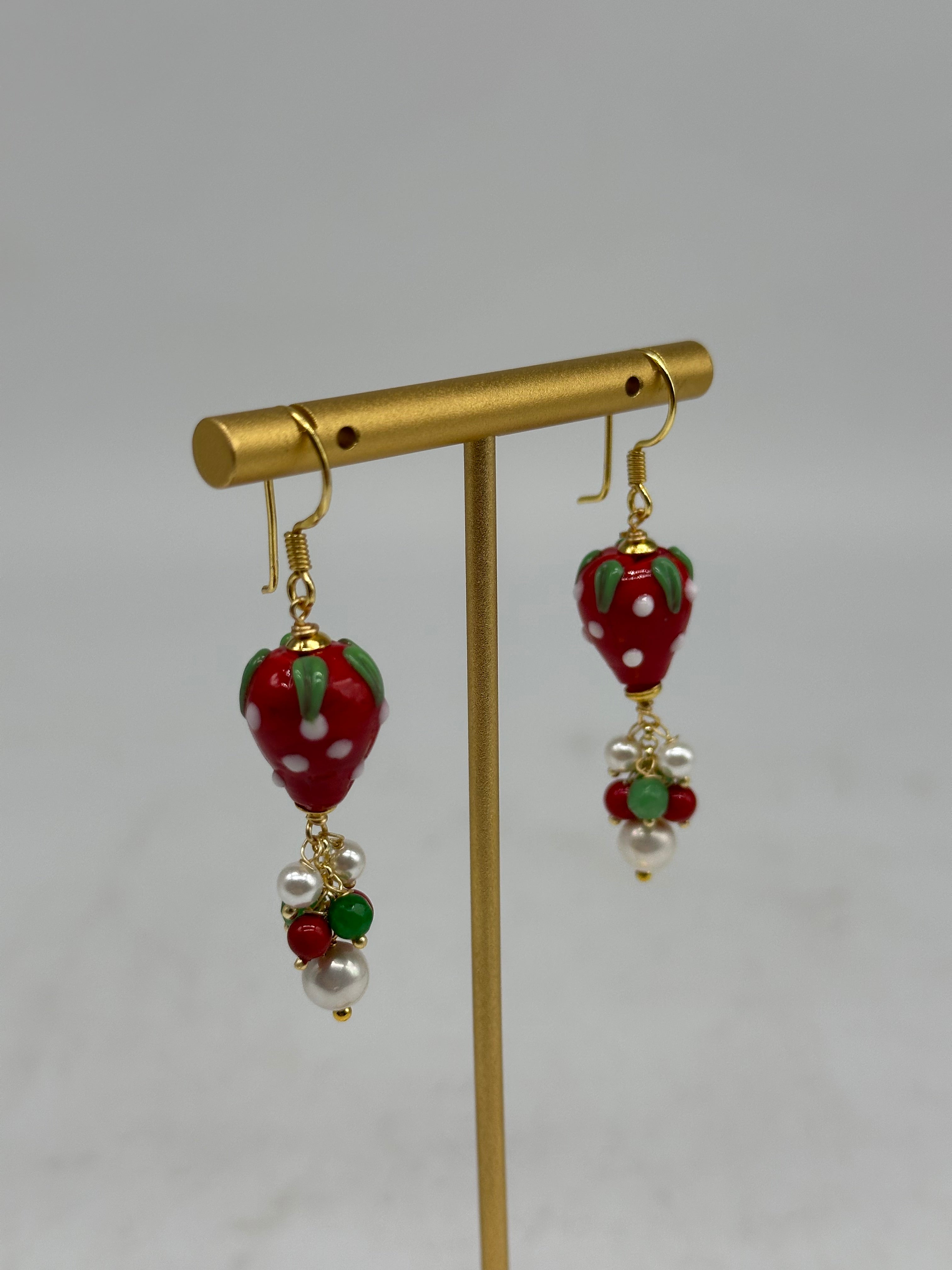 Orecchini Artigianali Fragoline Ceramica di Caltagirone pietre varie - ORECCHINI