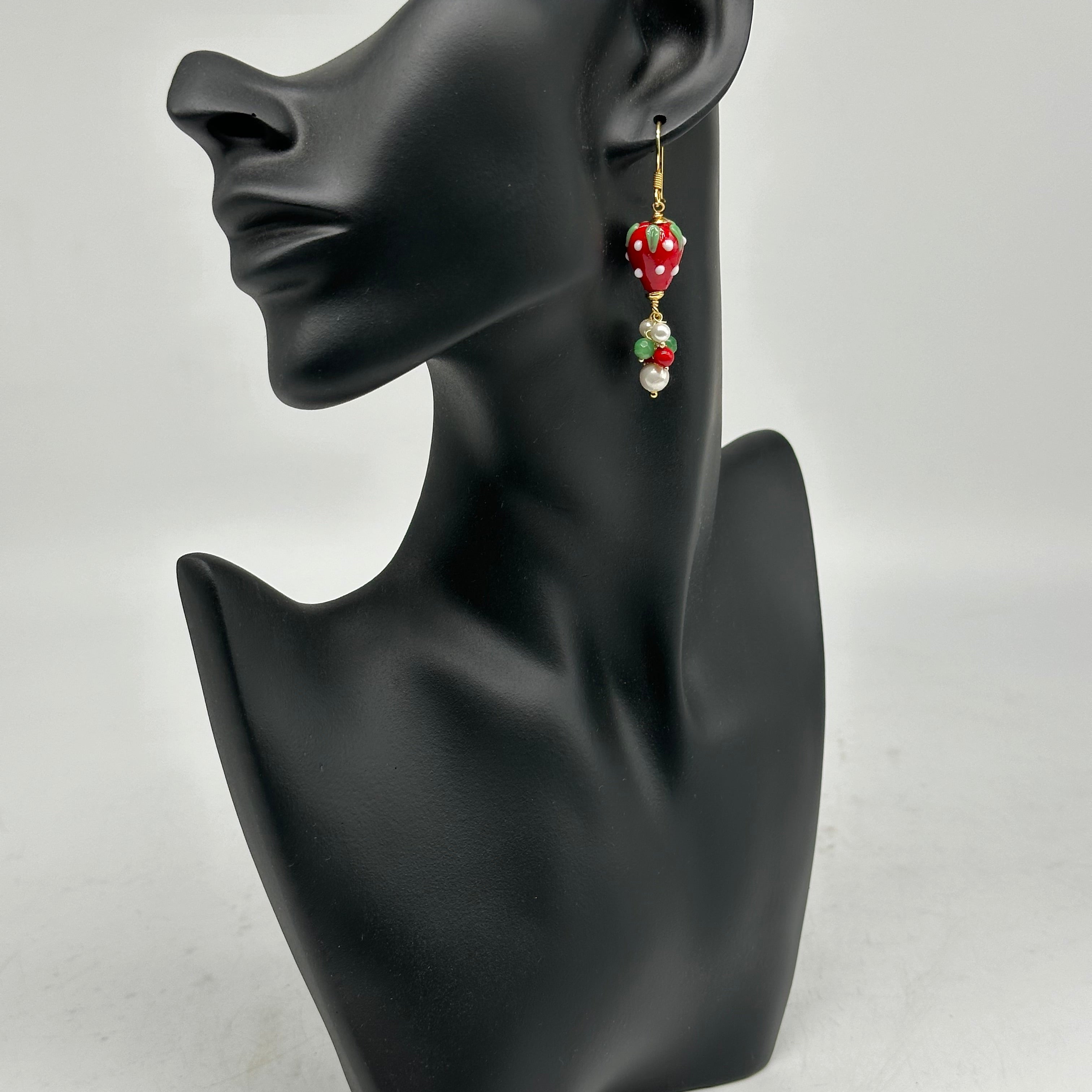 Orecchini Artigianali Fragoline Ceramica di Caltagirone pietre varie - ORECCHINI