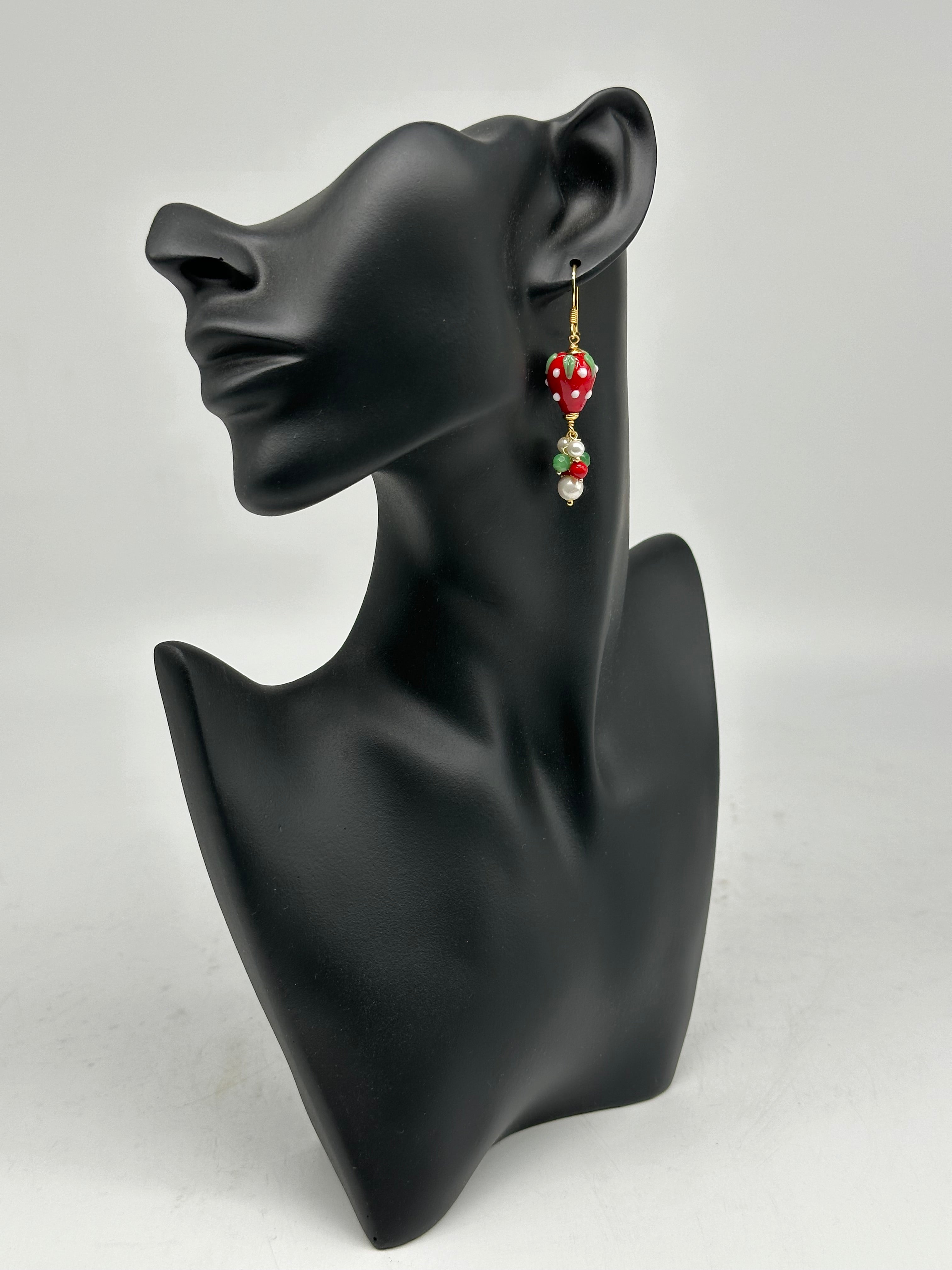 Orecchini Artigianali Fragoline Ceramica di Caltagirone pietre varie - ORECCHINI