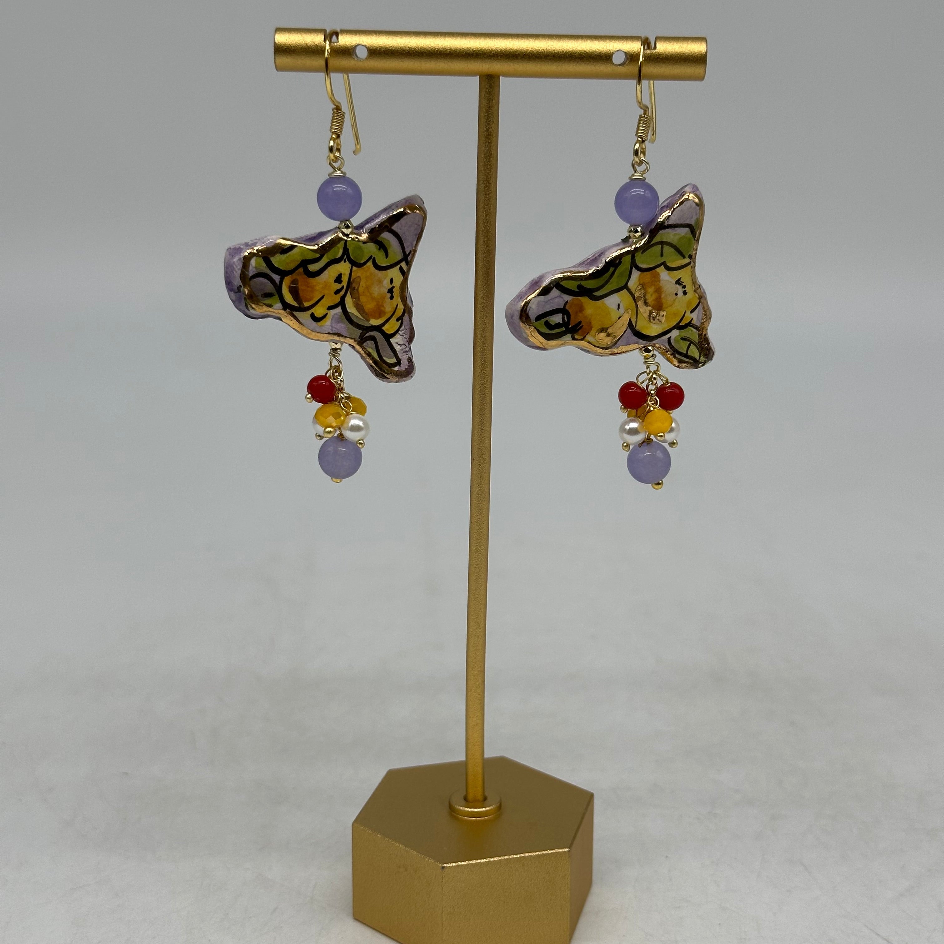 Orecchini Artigianali Sicilia Viola Ceramica di Caltagirone - BIJOUX