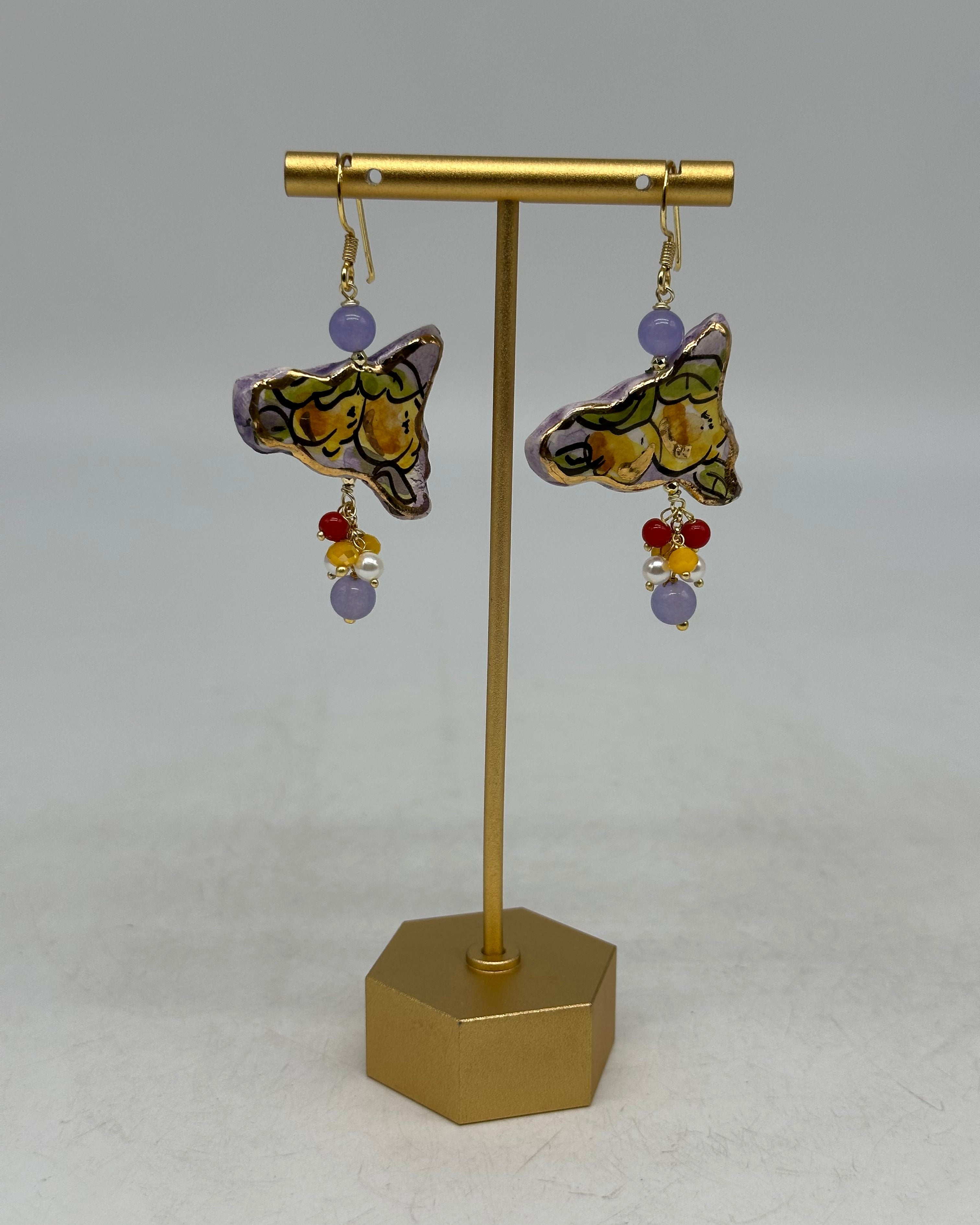 Orecchini Artigianali Sicilia Viola Ceramica di Caltagirone - BIJOUX