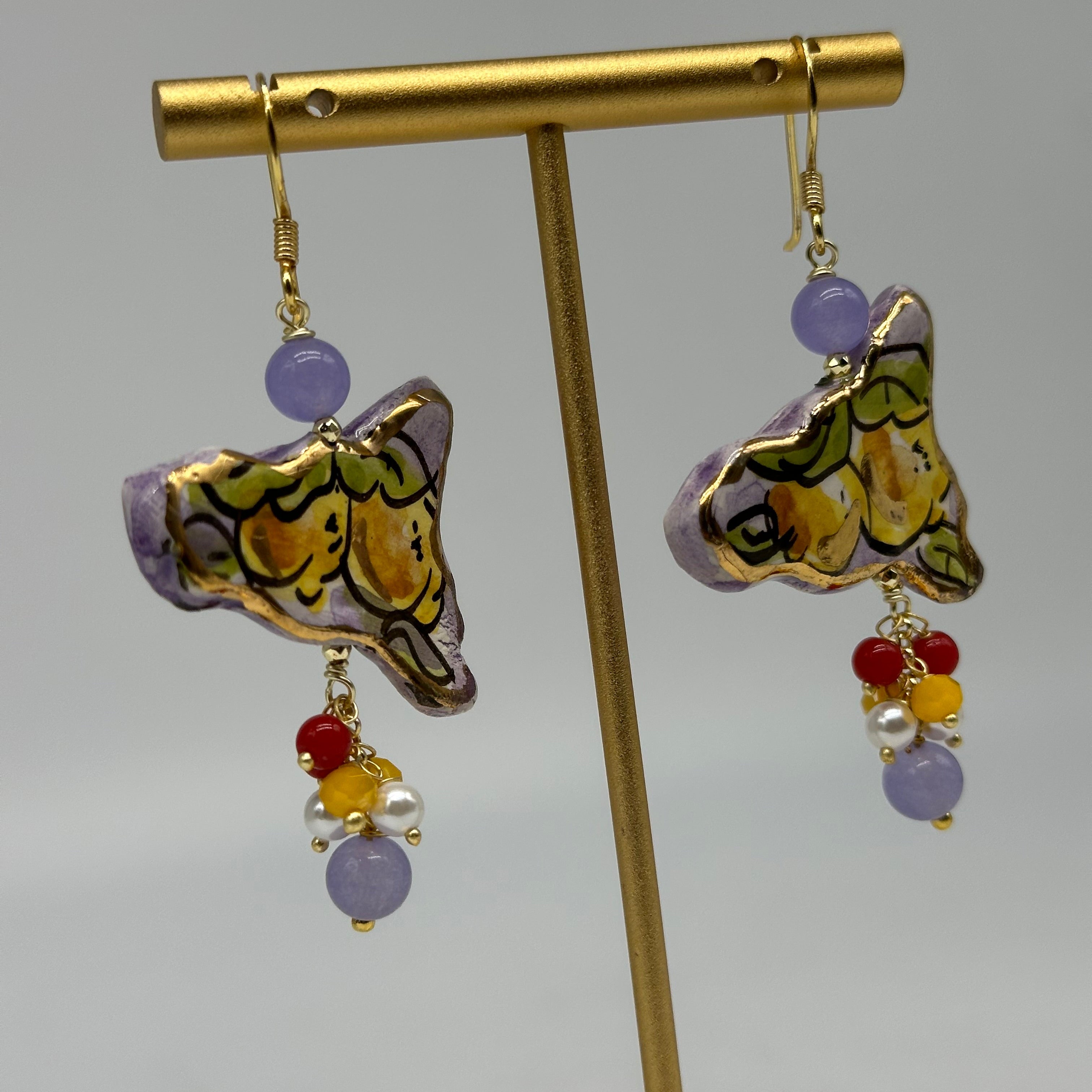 Orecchini Artigianali Sicilia Viola Ceramica di Caltagirone - BIJOUX