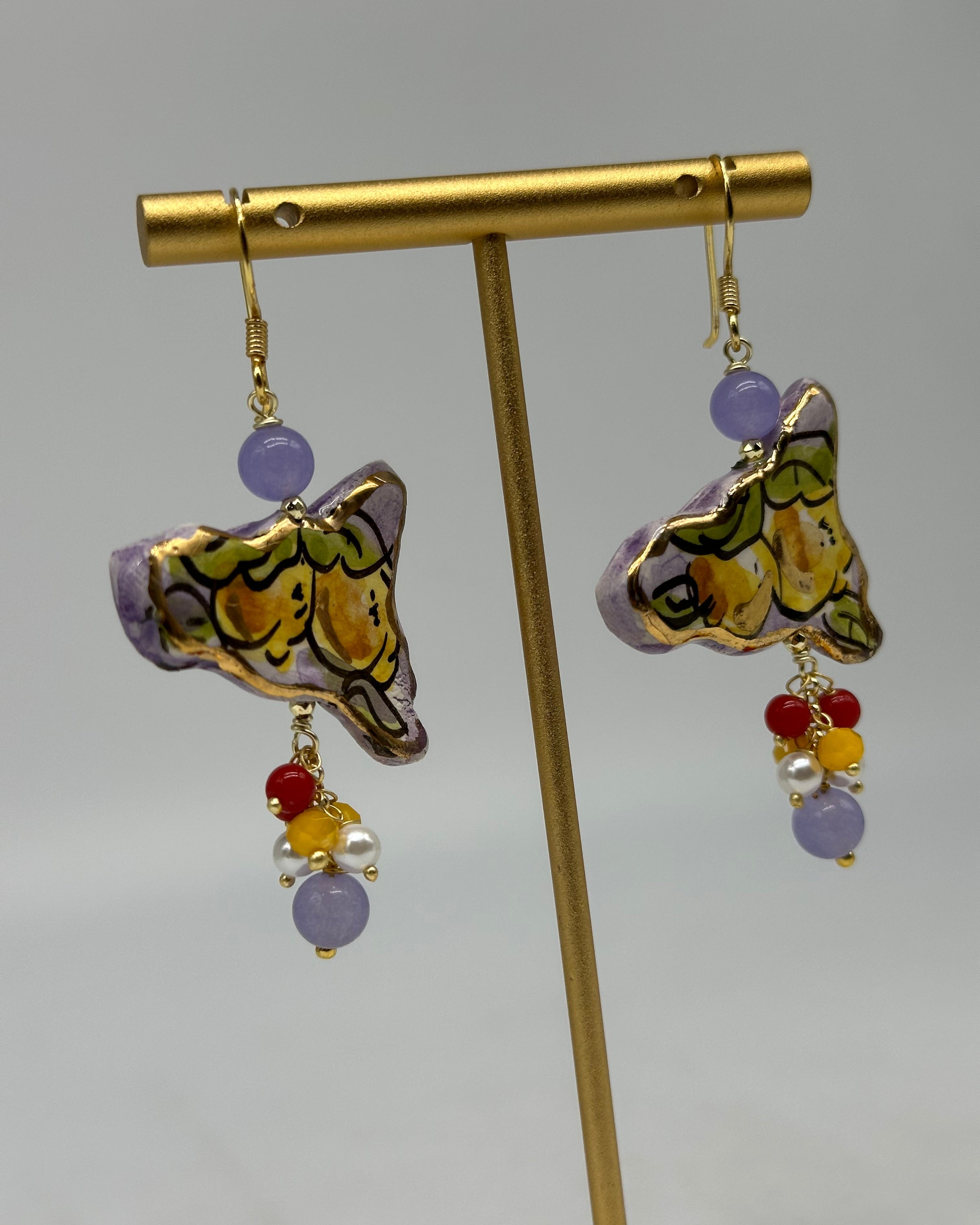 Orecchini Artigianali Sicilia Viola Ceramica di Caltagirone - BIJOUX