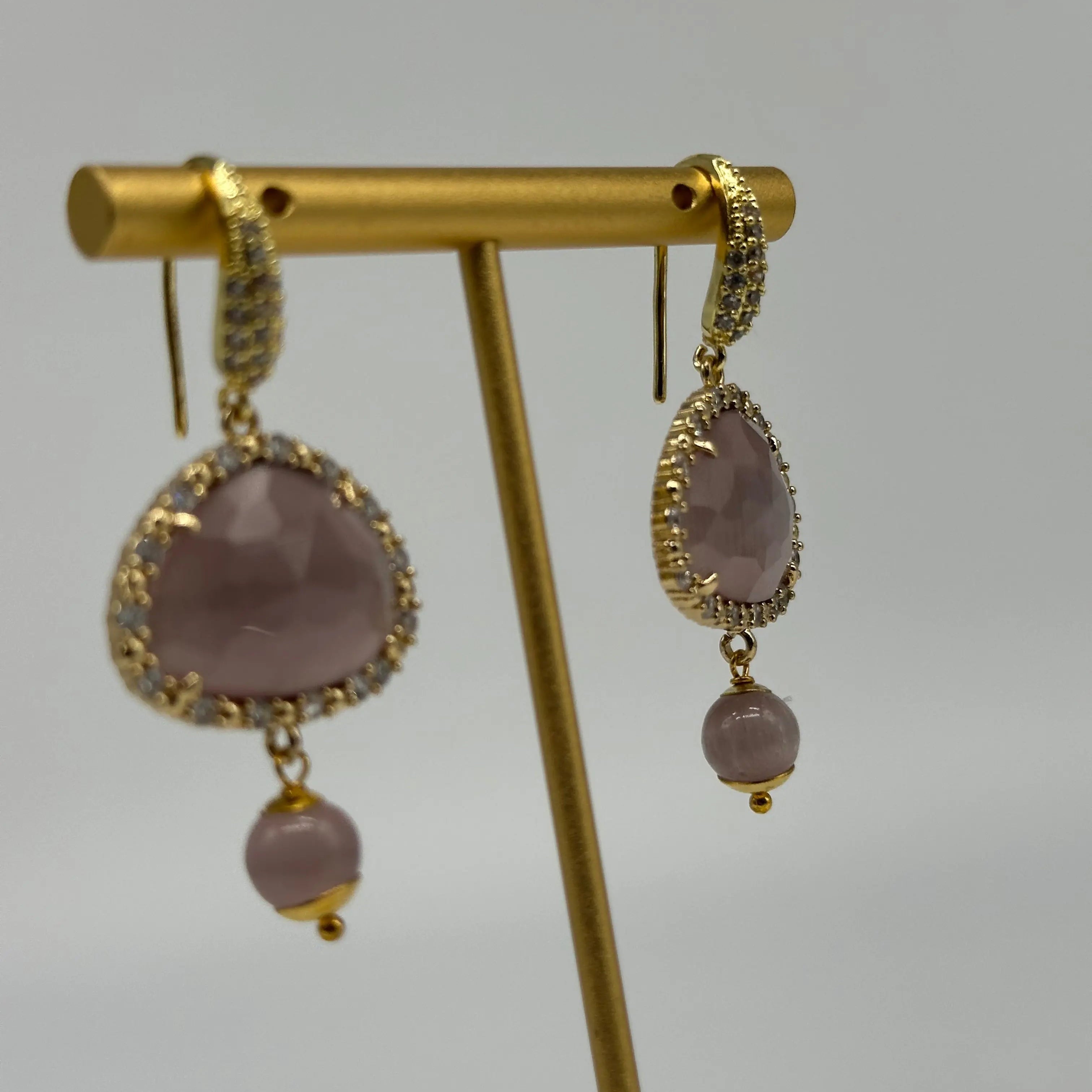 Orecchini Artigianali Smeraldi, Pietra e Brillantini Viola DD CERAMICHE SICILIANE