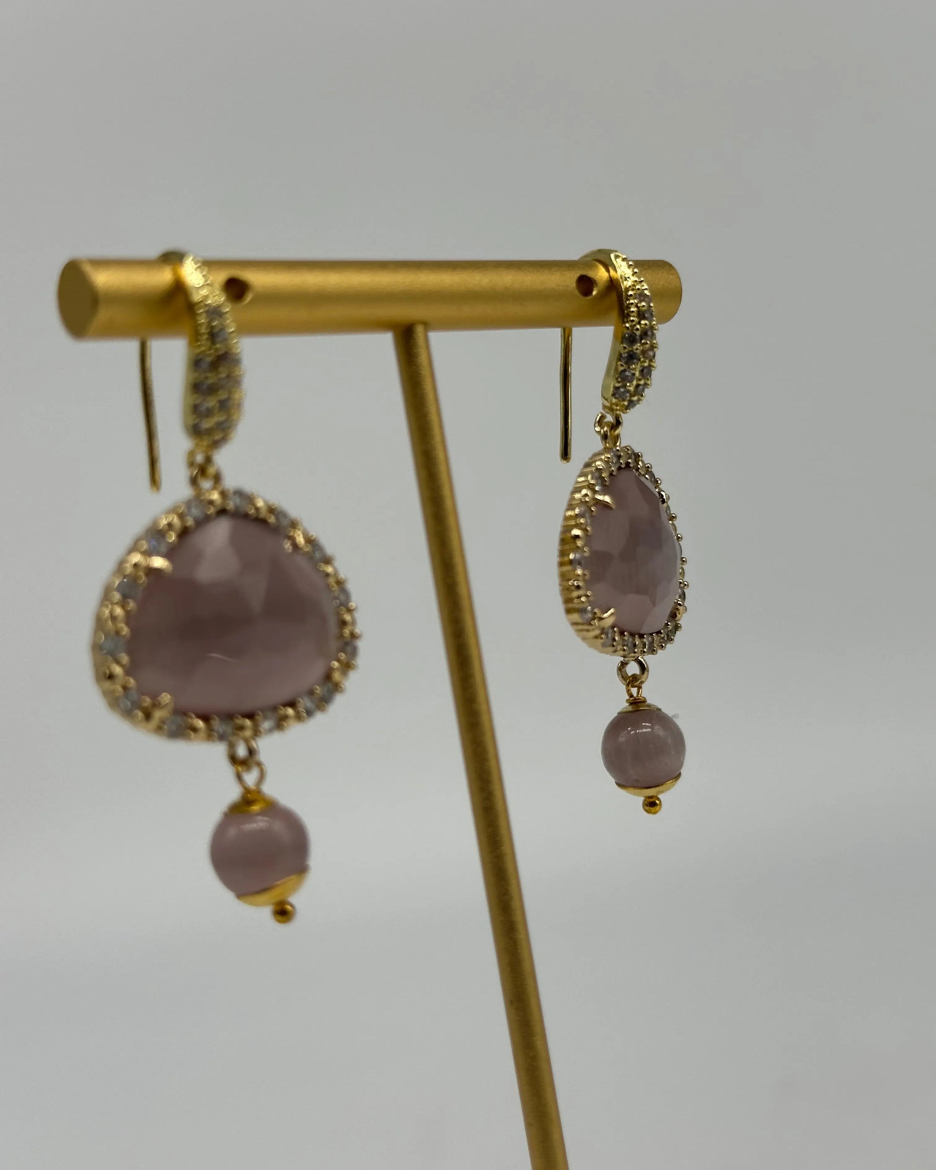 Orecchini Artigianali Smeraldi, Pietra e Brillantini Viola DD CERAMICHE SICILIANE