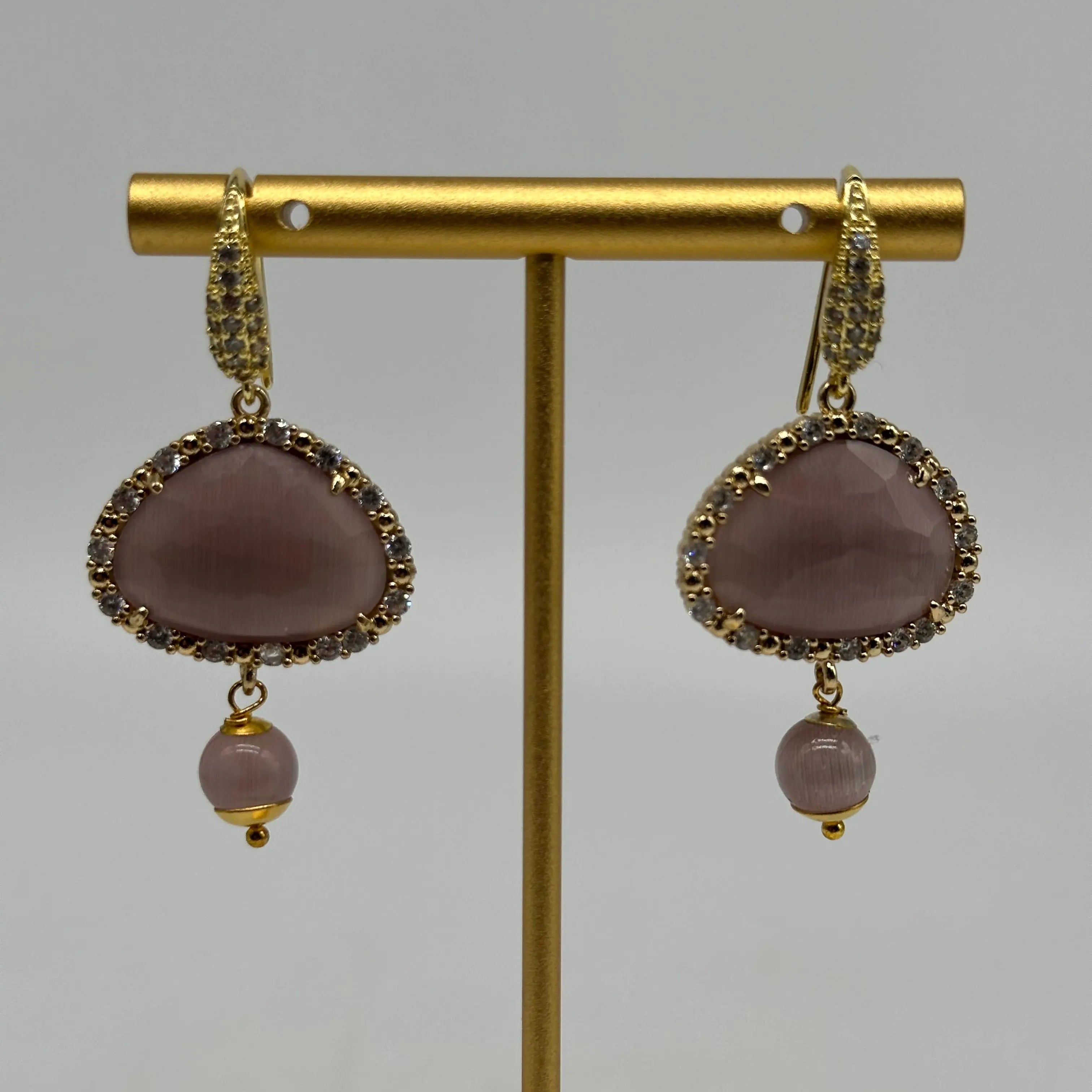 Orecchini Artigianali Smeraldi, Pietra e Brillantini Viola DD CERAMICHE SICILIANE