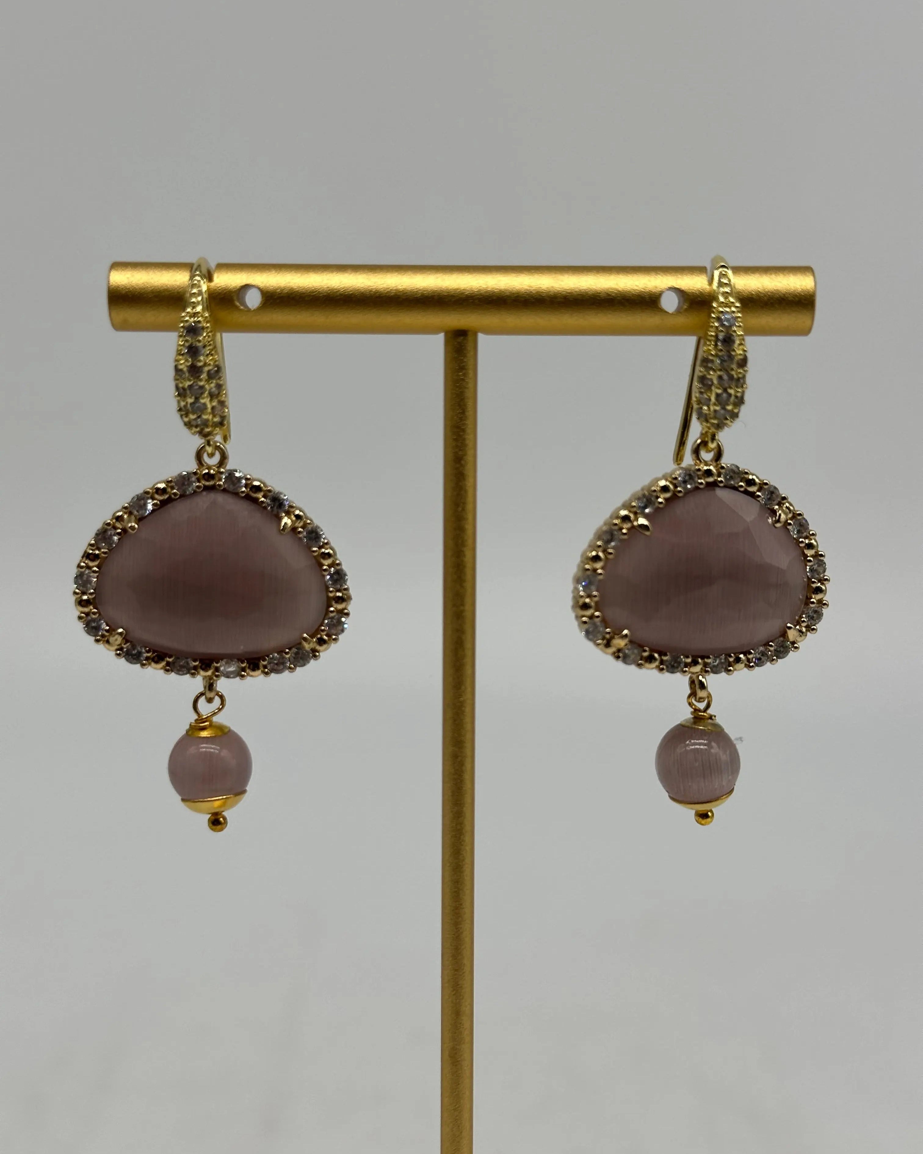 Orecchini Artigianali Smeraldi, Pietra e Brillantini Viola DD CERAMICHE SICILIANE