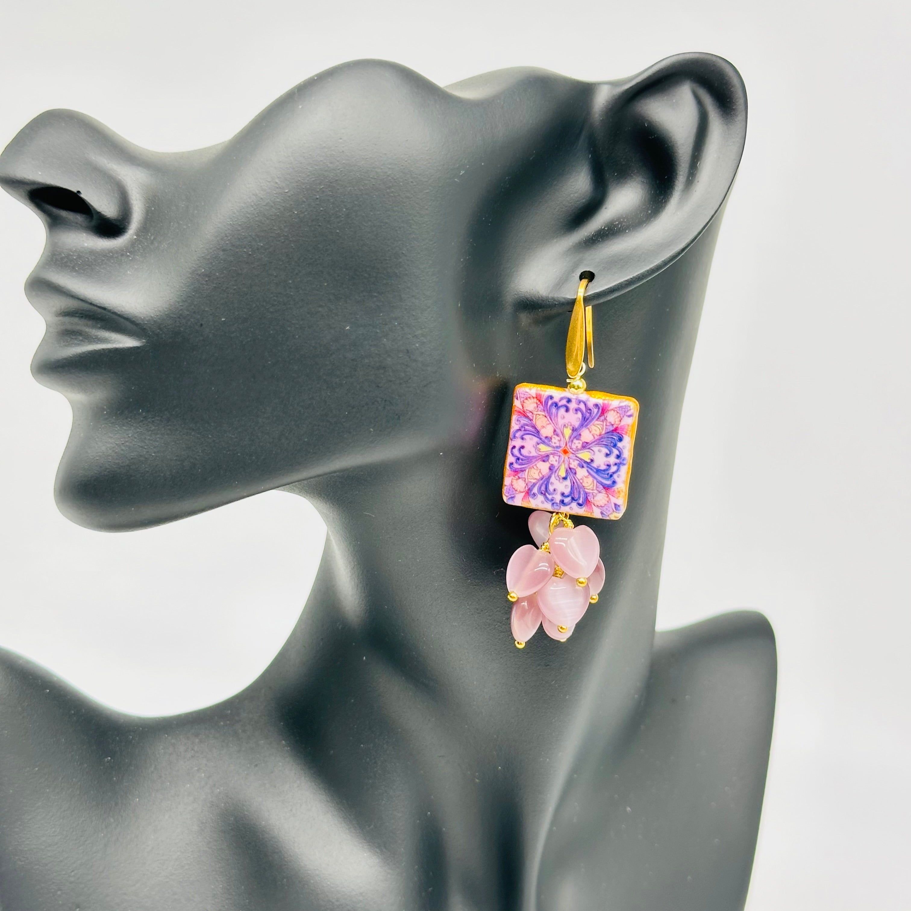 Orecchini Mattonella Maiolica Ceramica di Caltagirone V.1 - ORECCHINI