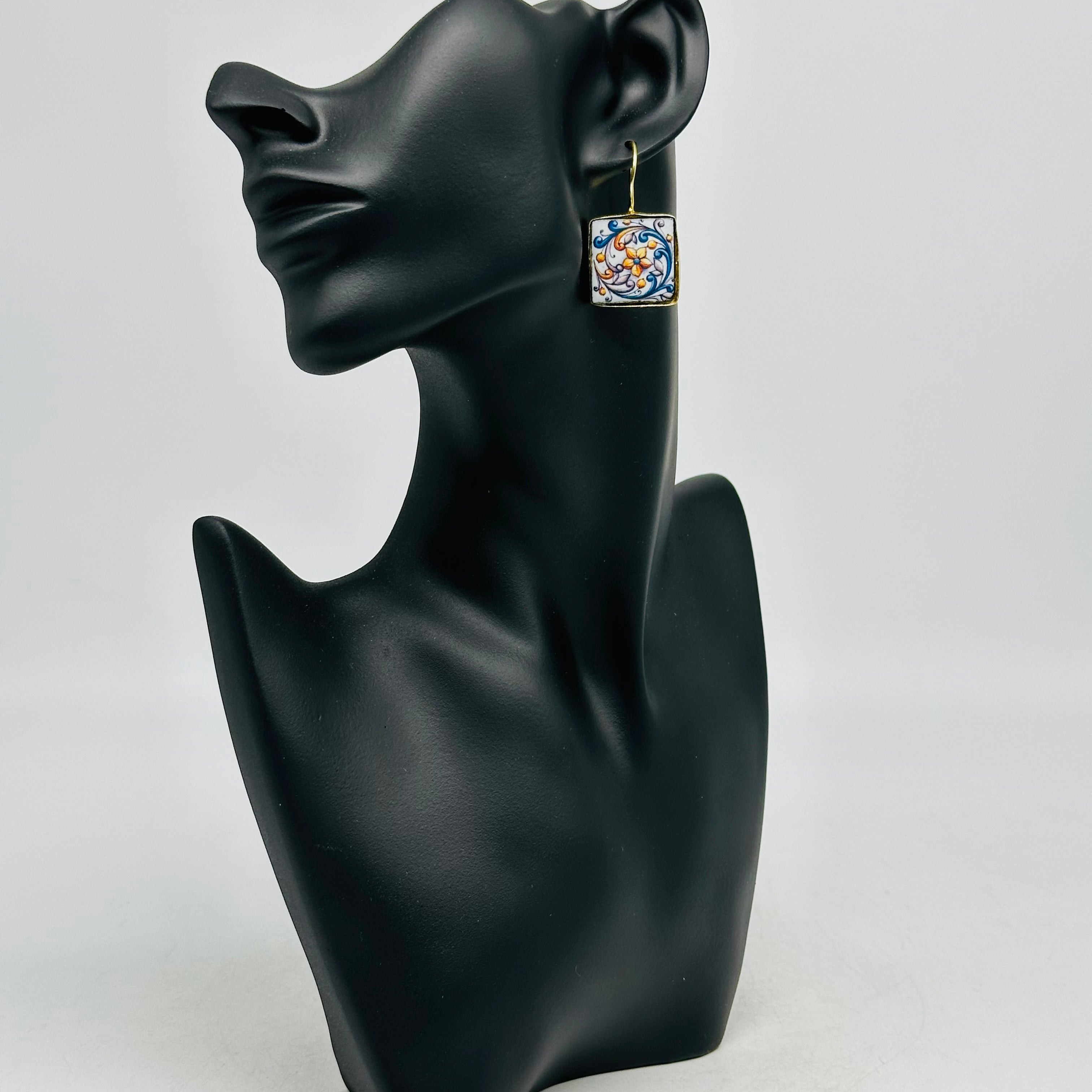 Orecchini Mattonella Maiolica Ceramica di Caltagirone V.10 - ORECCHINI