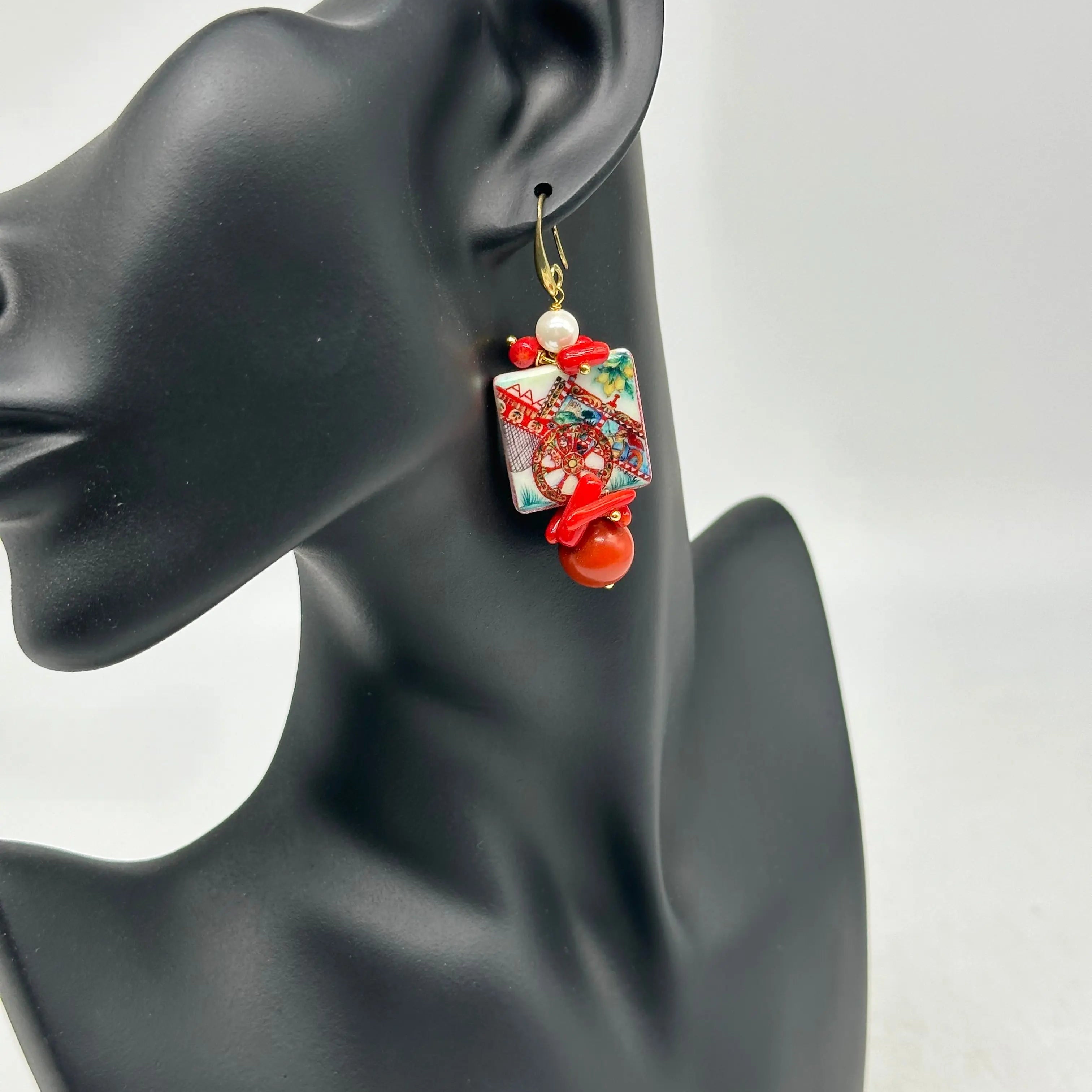 Orecchini Mattonella Maiolica Ceramica di Caltagirone V.11 DD CERAMICHE SICILIANE