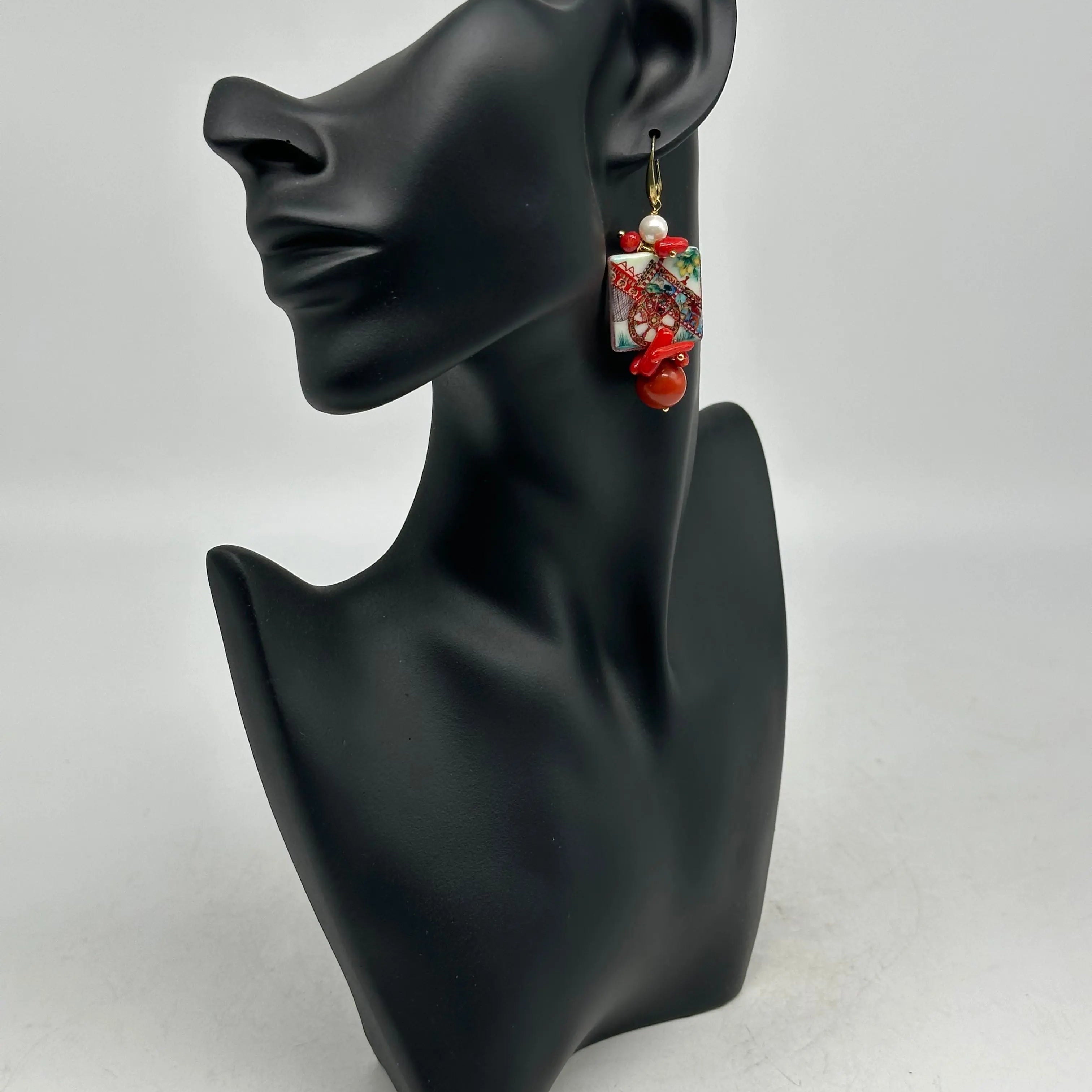 Orecchini Mattonella Maiolica Ceramica di Caltagirone V.11 DD CERAMICHE SICILIANE