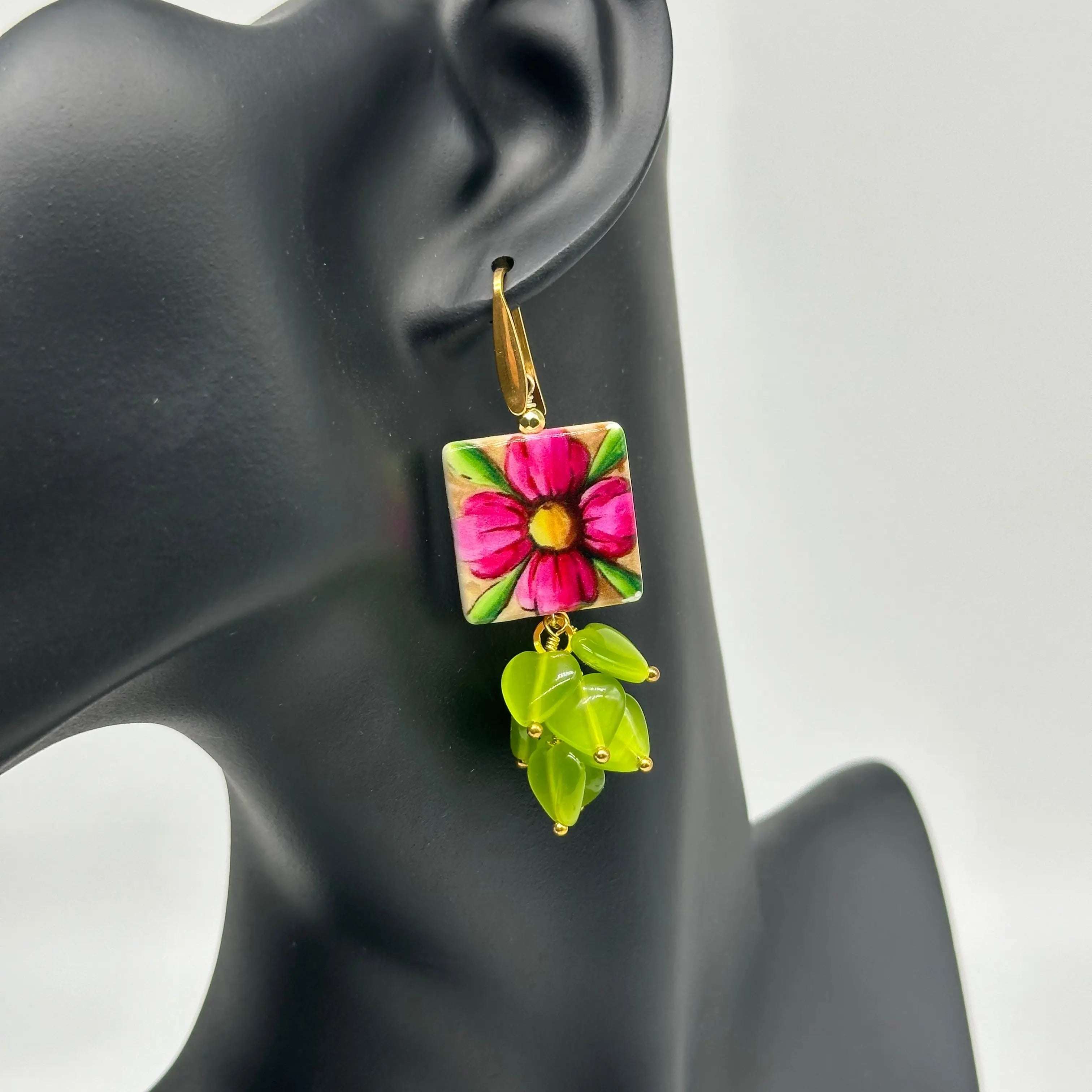 Orecchini Mattonella Maiolica Ceramica di Caltagirone V.12 DD CERAMICHE SICILIANE