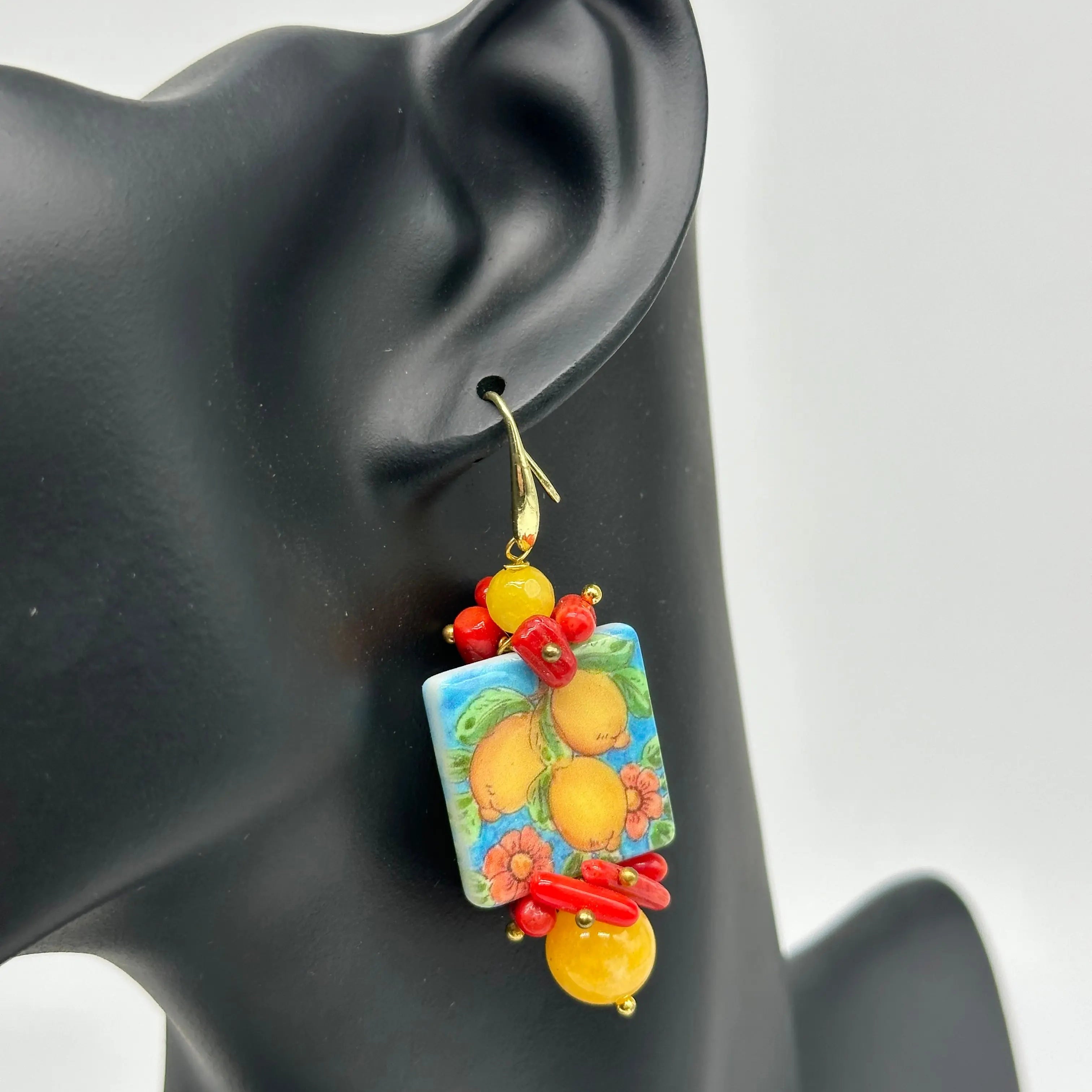 Orecchini Mattonella Maiolica Ceramica di Caltagirone V.13 DD CERAMICHE SICILIANE