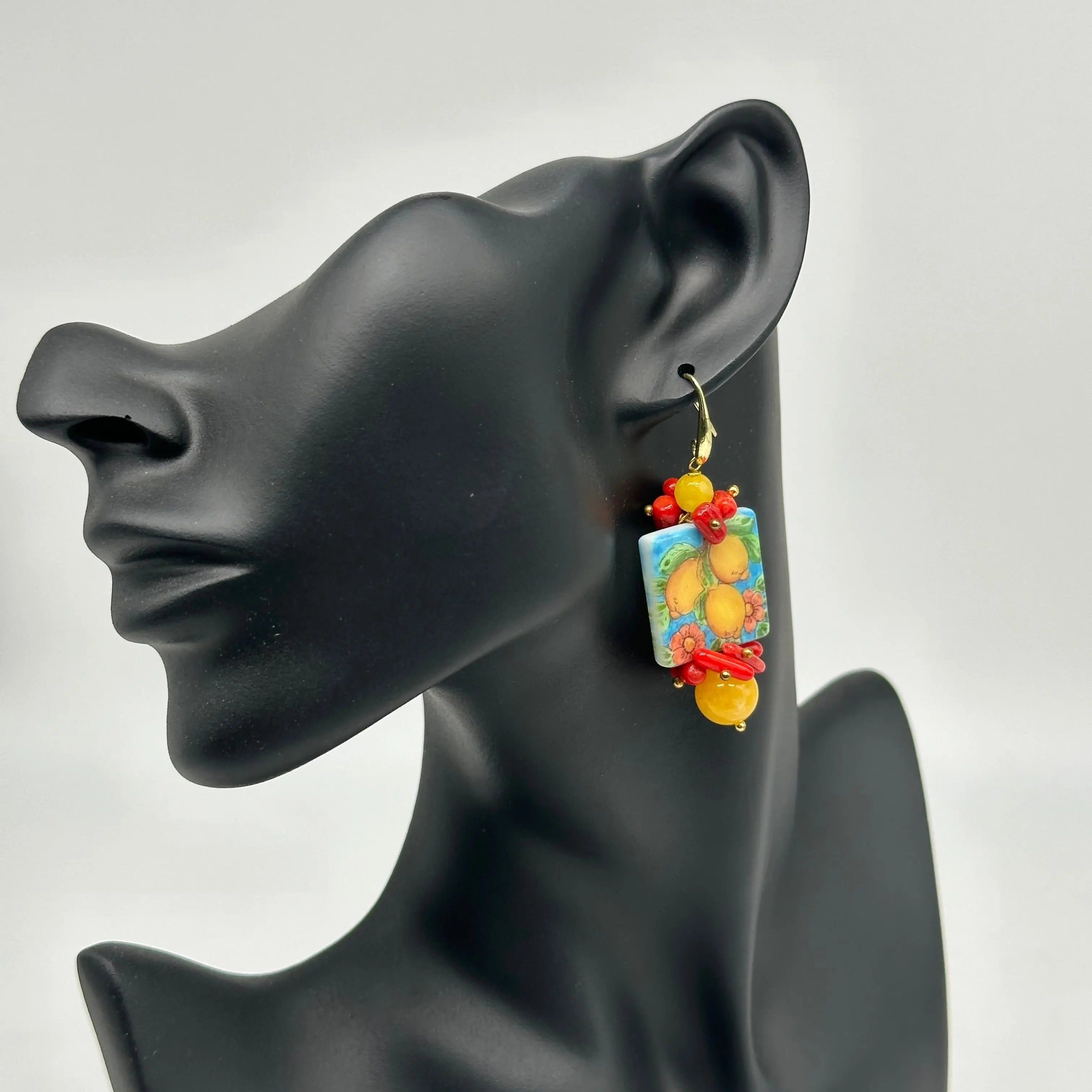 Orecchini Mattonella Maiolica Ceramica di Caltagirone V.13 DD CERAMICHE SICILIANE