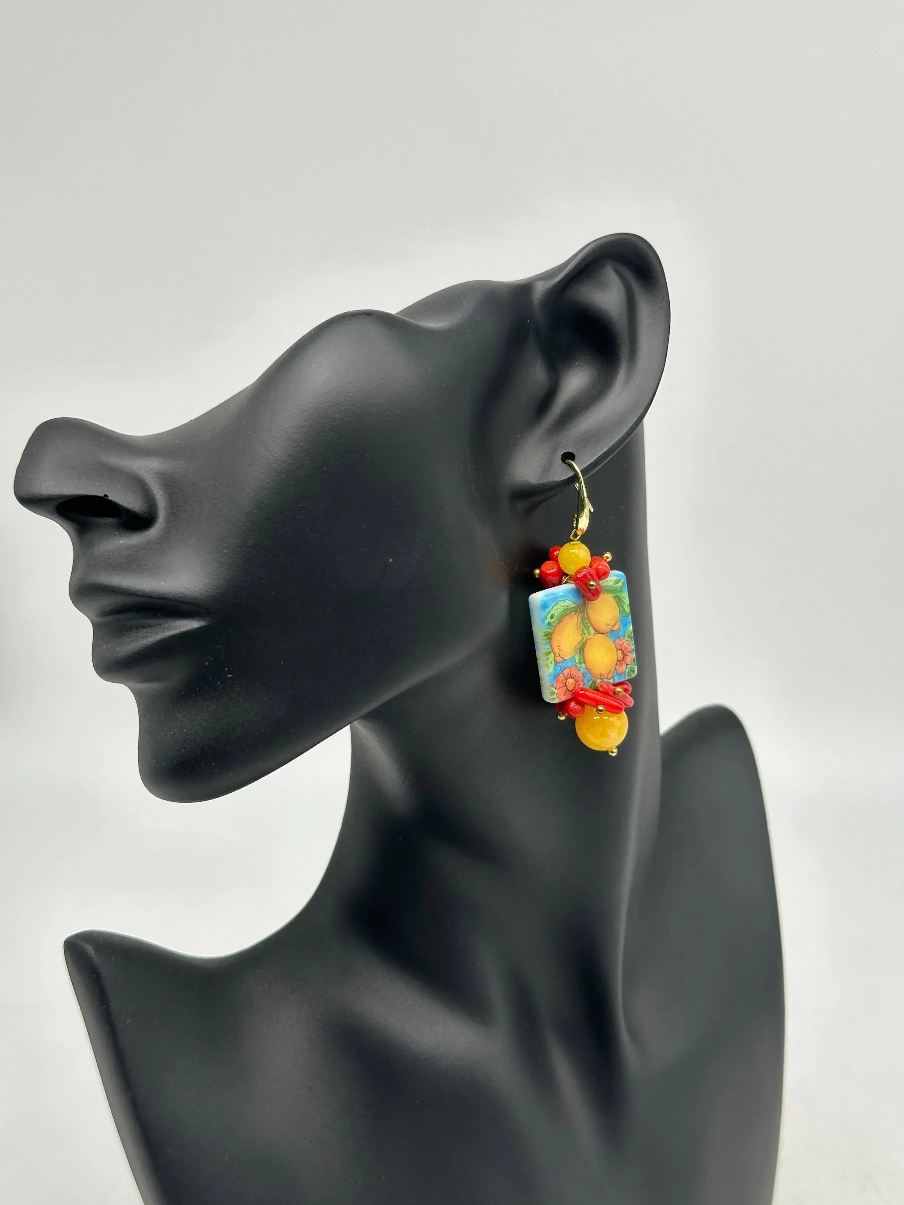 Orecchini Mattonella Maiolica Ceramica di Caltagirone V.13 DD CERAMICHE SICILIANE