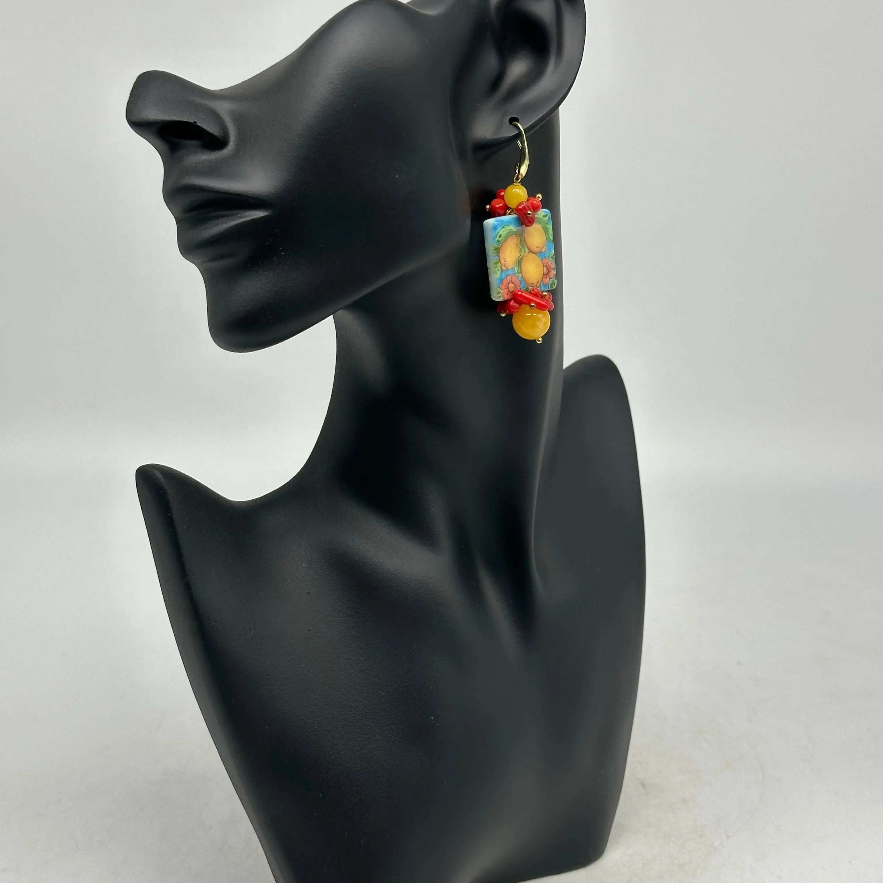 Orecchini Mattonella Maiolica Ceramica di Caltagirone V.13 DD CERAMICHE SICILIANE