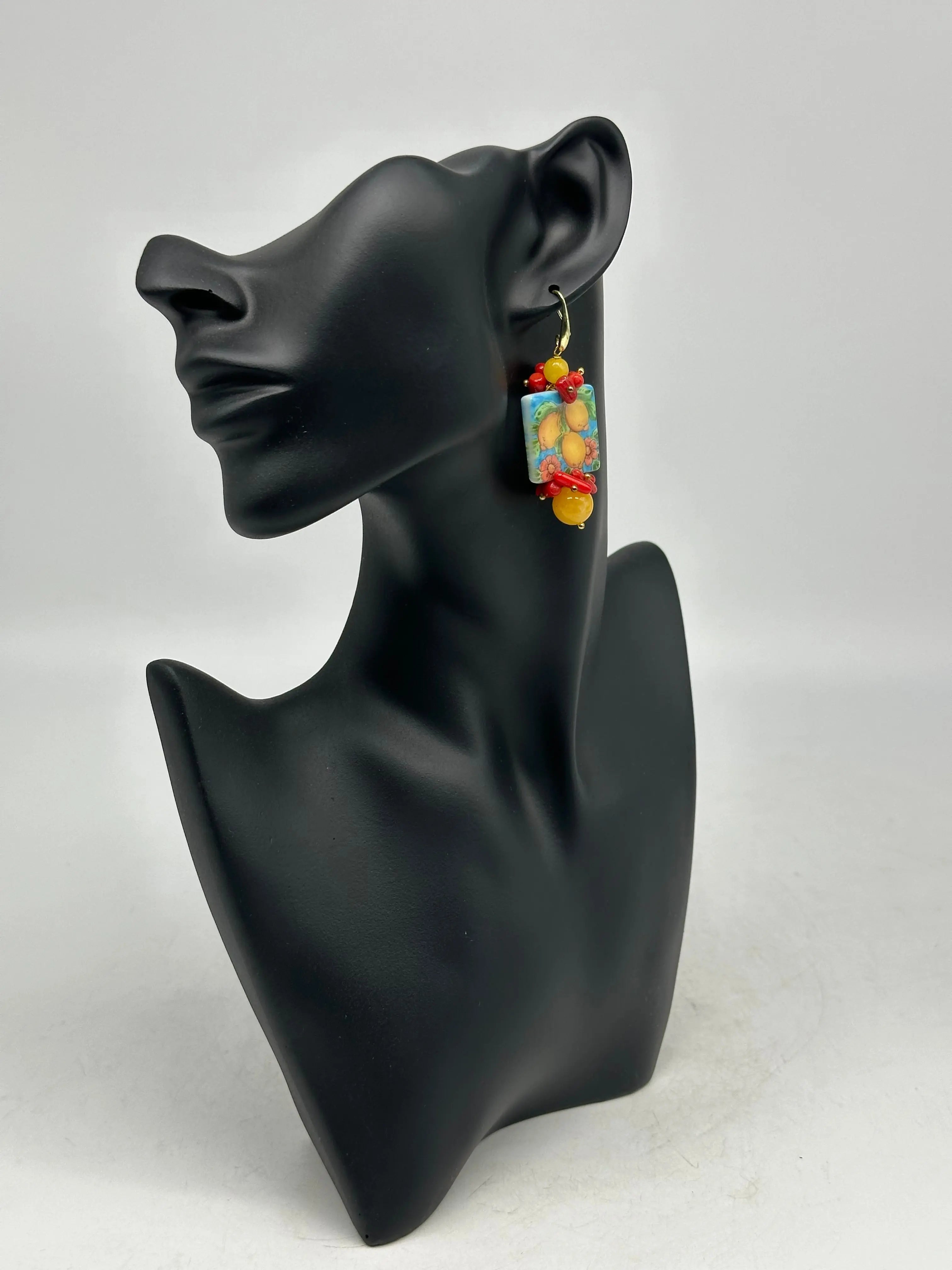 Orecchini Mattonella Maiolica Ceramica di Caltagirone V.13 DD CERAMICHE SICILIANE