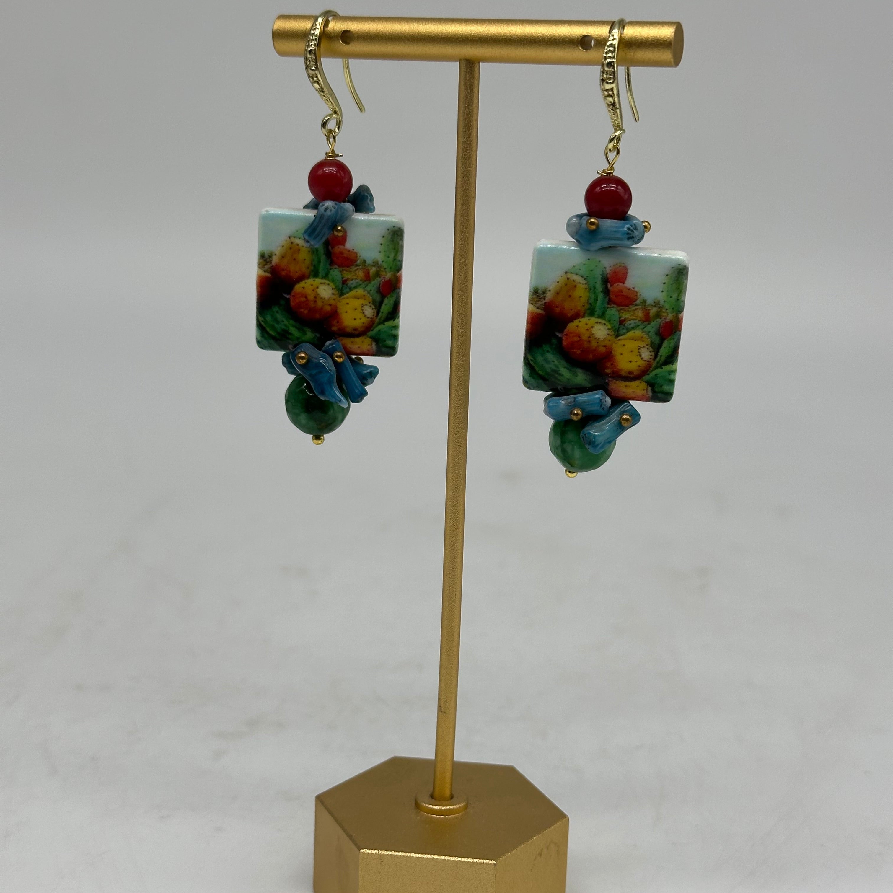 Orecchini Mattonella Maiolica Ceramica di Caltagirone V.14 - ORECCHINI