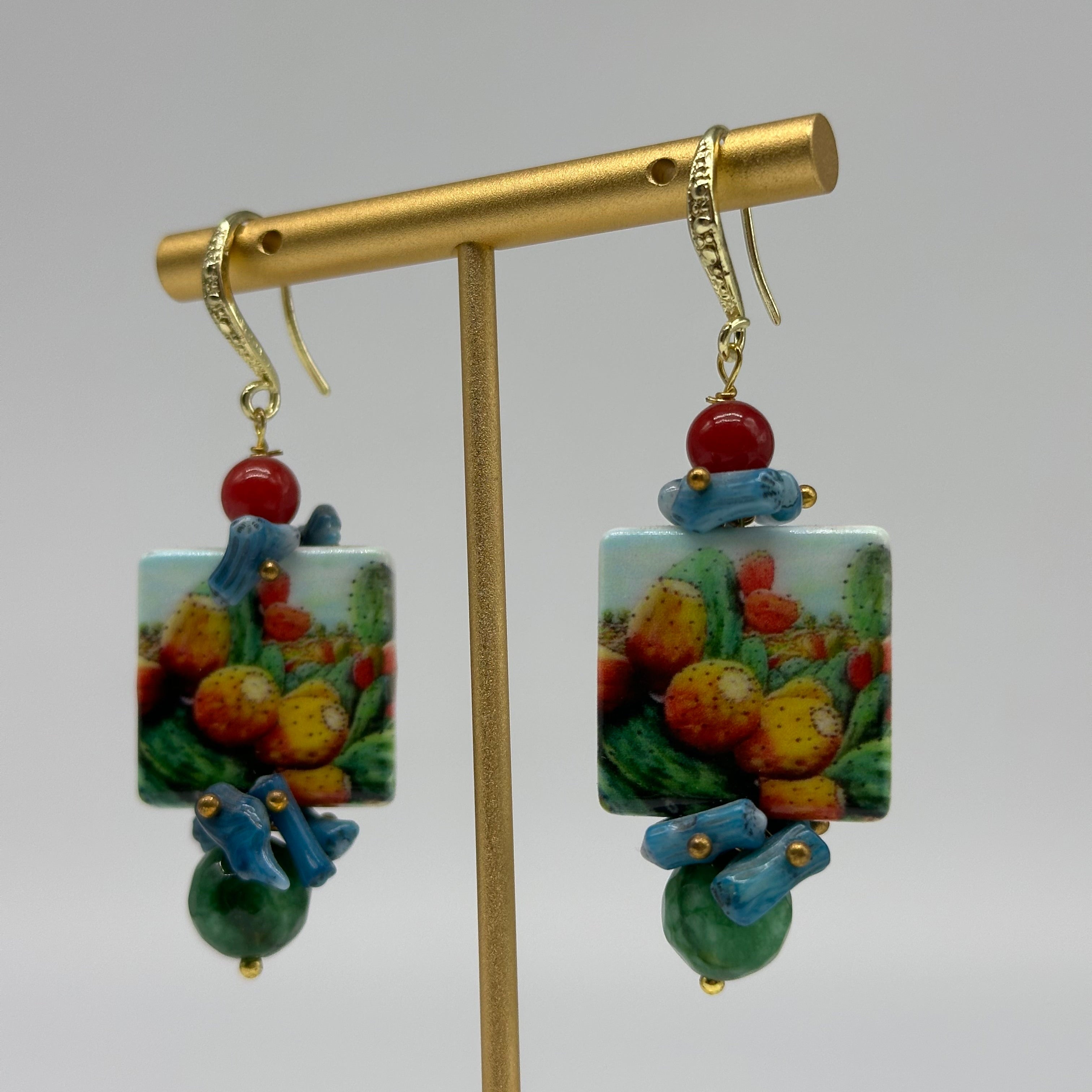 Orecchini Mattonella Maiolica Ceramica di Caltagirone V.14 - ORECCHINI