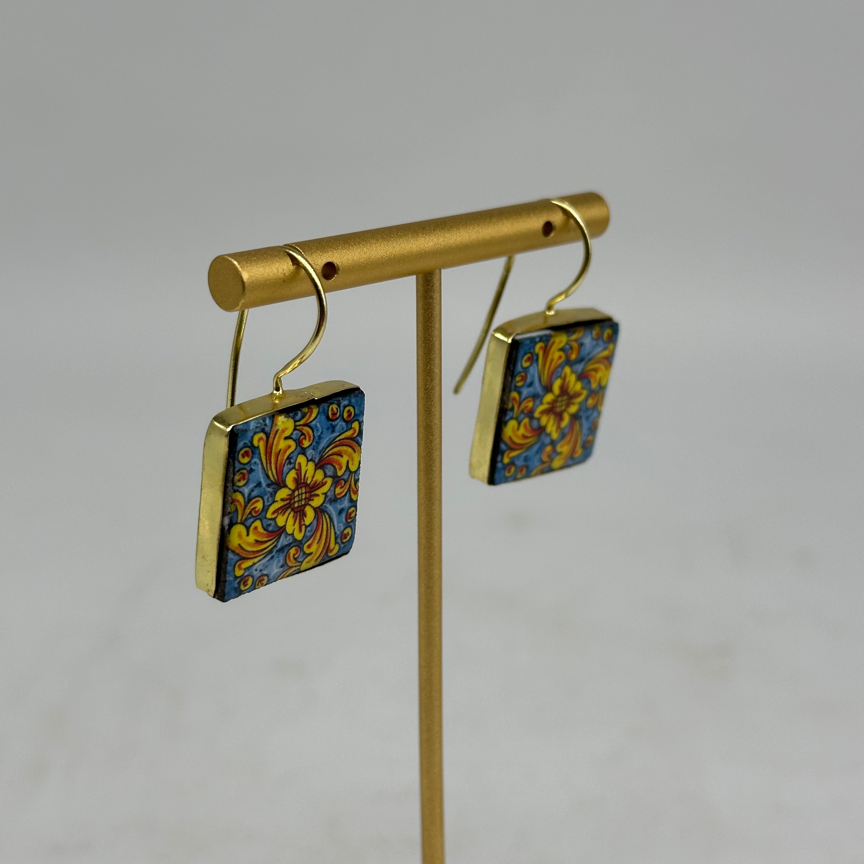 Orecchini Mattonella Maiolica Ceramica di Caltagirone V.15 - ORECCHINI