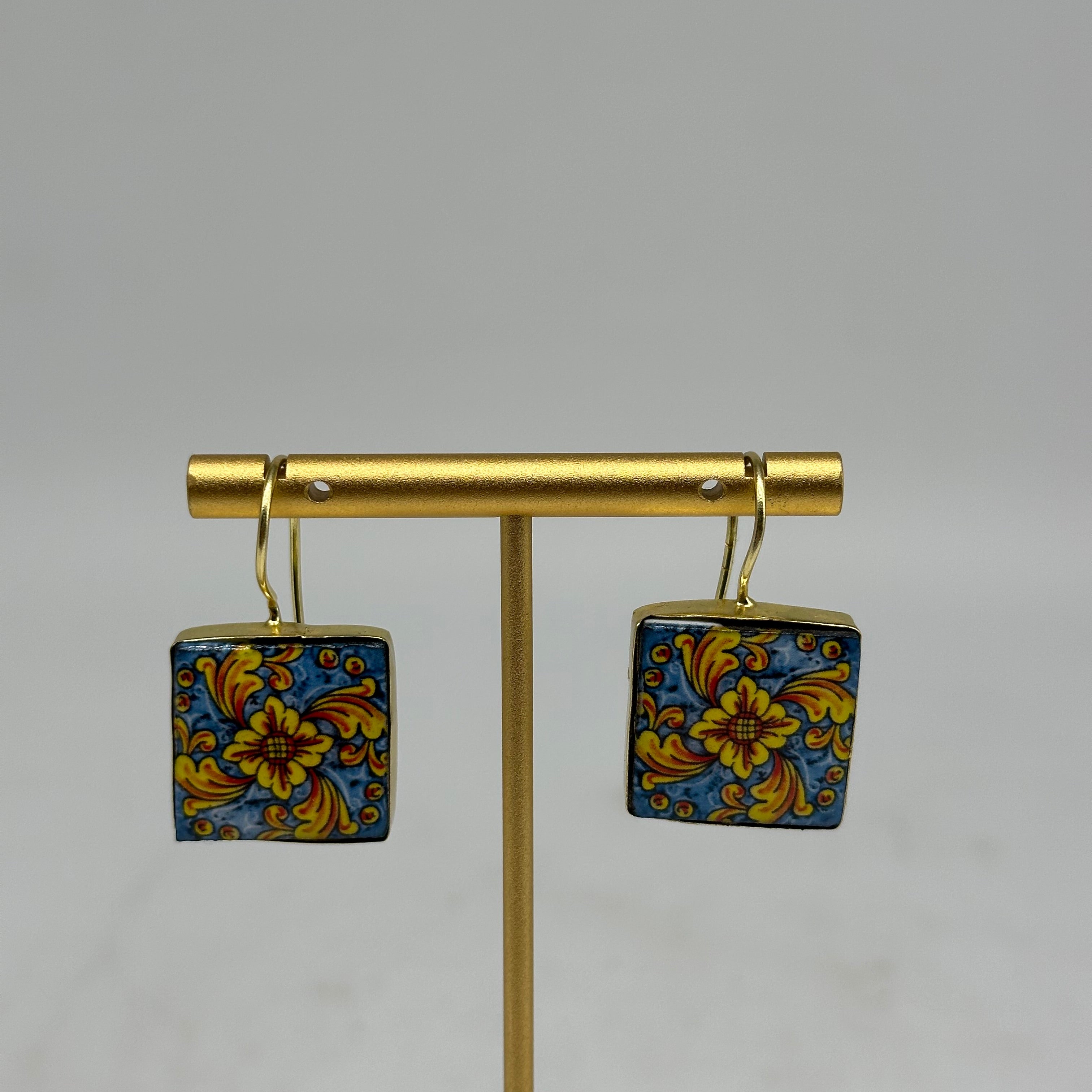 Orecchini Mattonella Maiolica Ceramica di Caltagirone V.15 - ORECCHINI