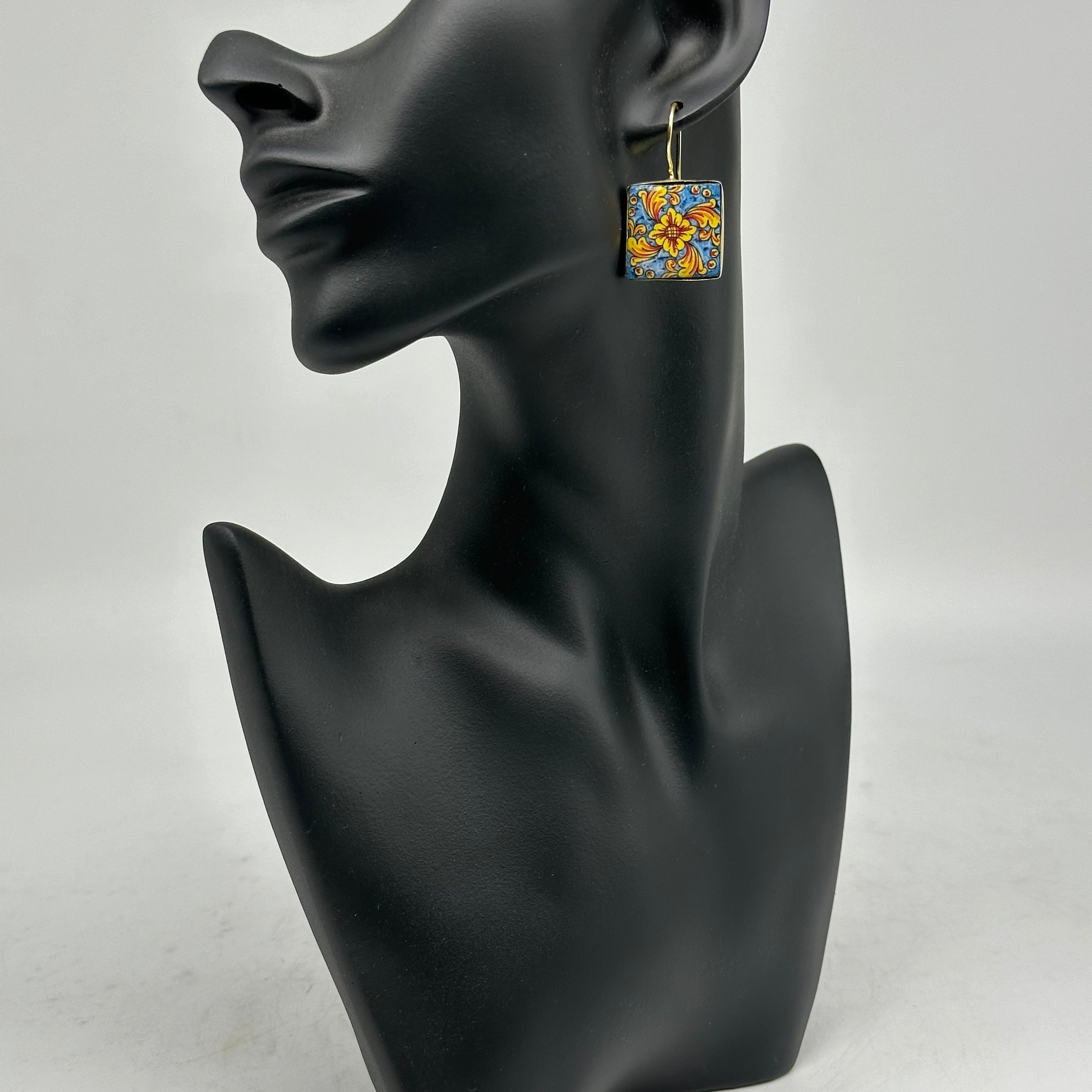 Orecchini Mattonella Maiolica Ceramica di Caltagirone V.15 - ORECCHINI