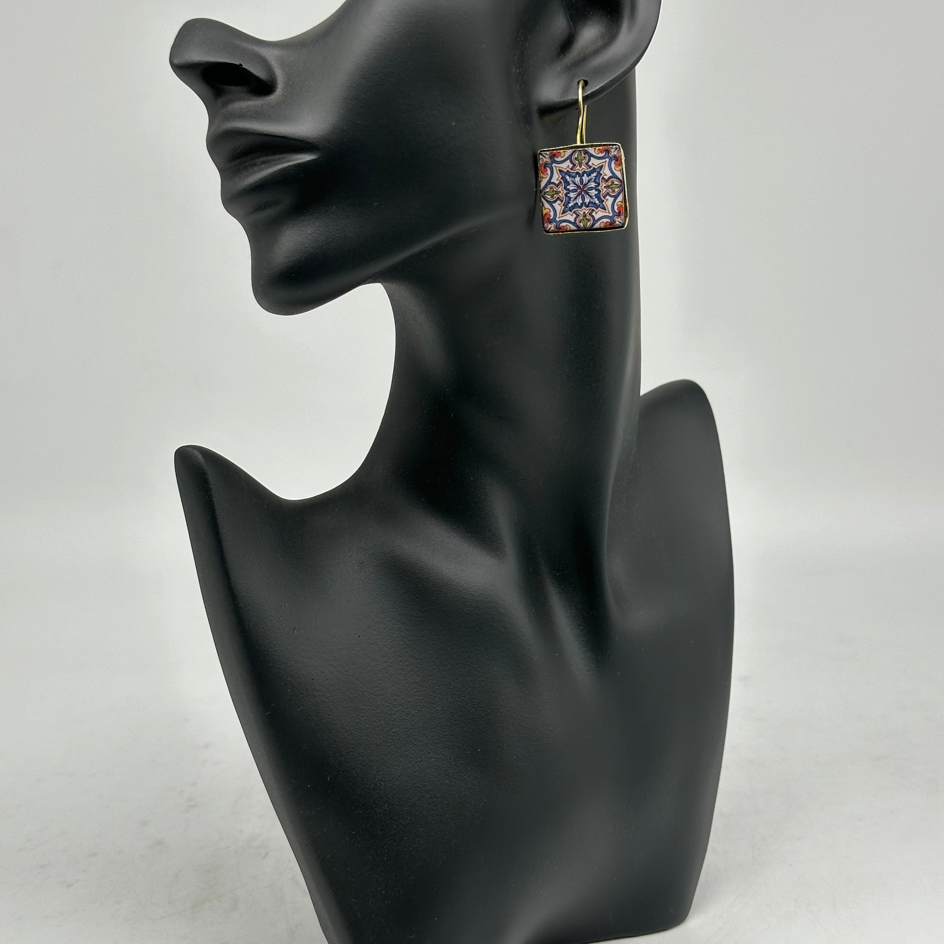 Orecchini Mattonella Maiolica Ceramica di Caltagirone V.16 - ORECCHINI
