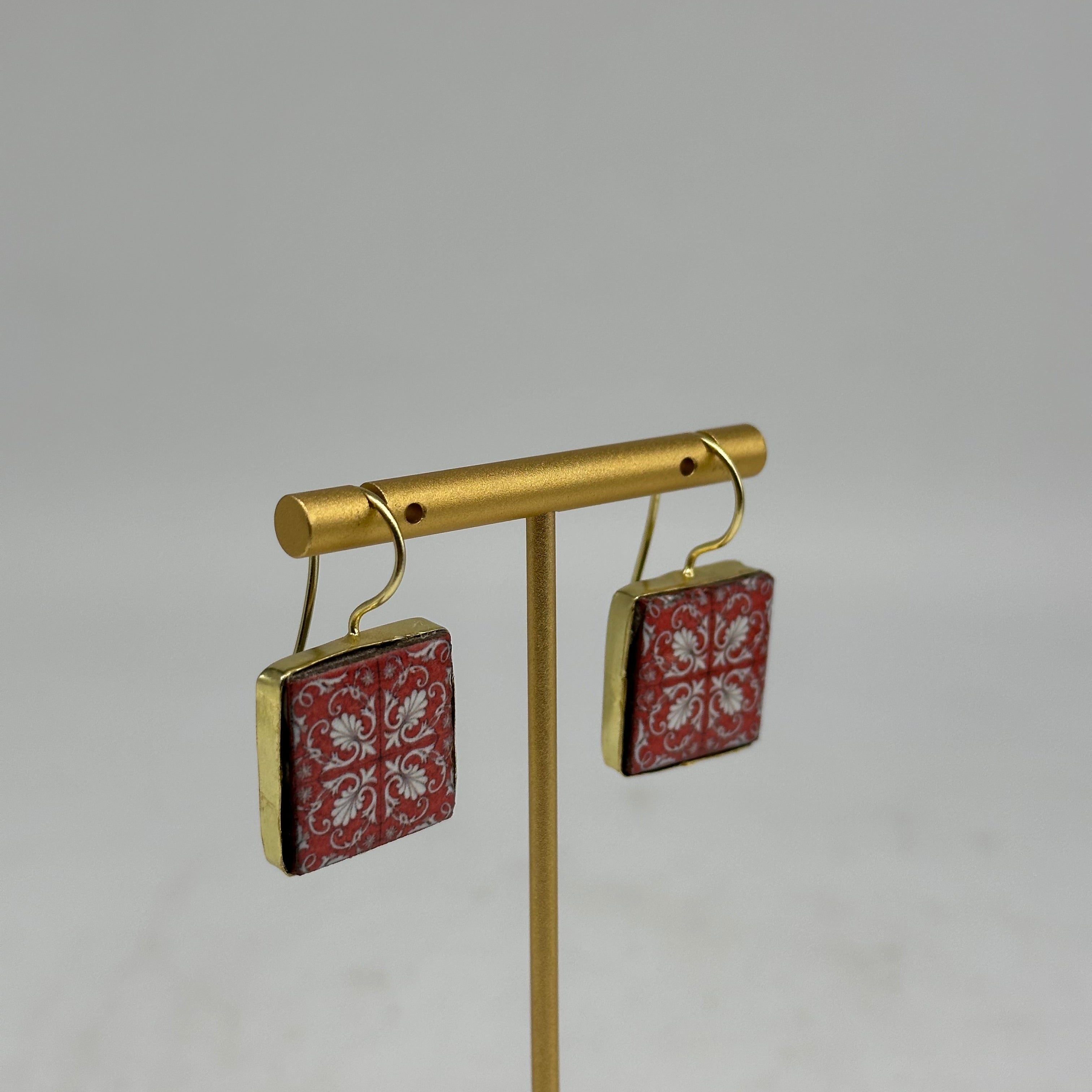 Orecchini Mattonella Maiolica Ceramica di Caltagirone V.17 - ORECCHINI